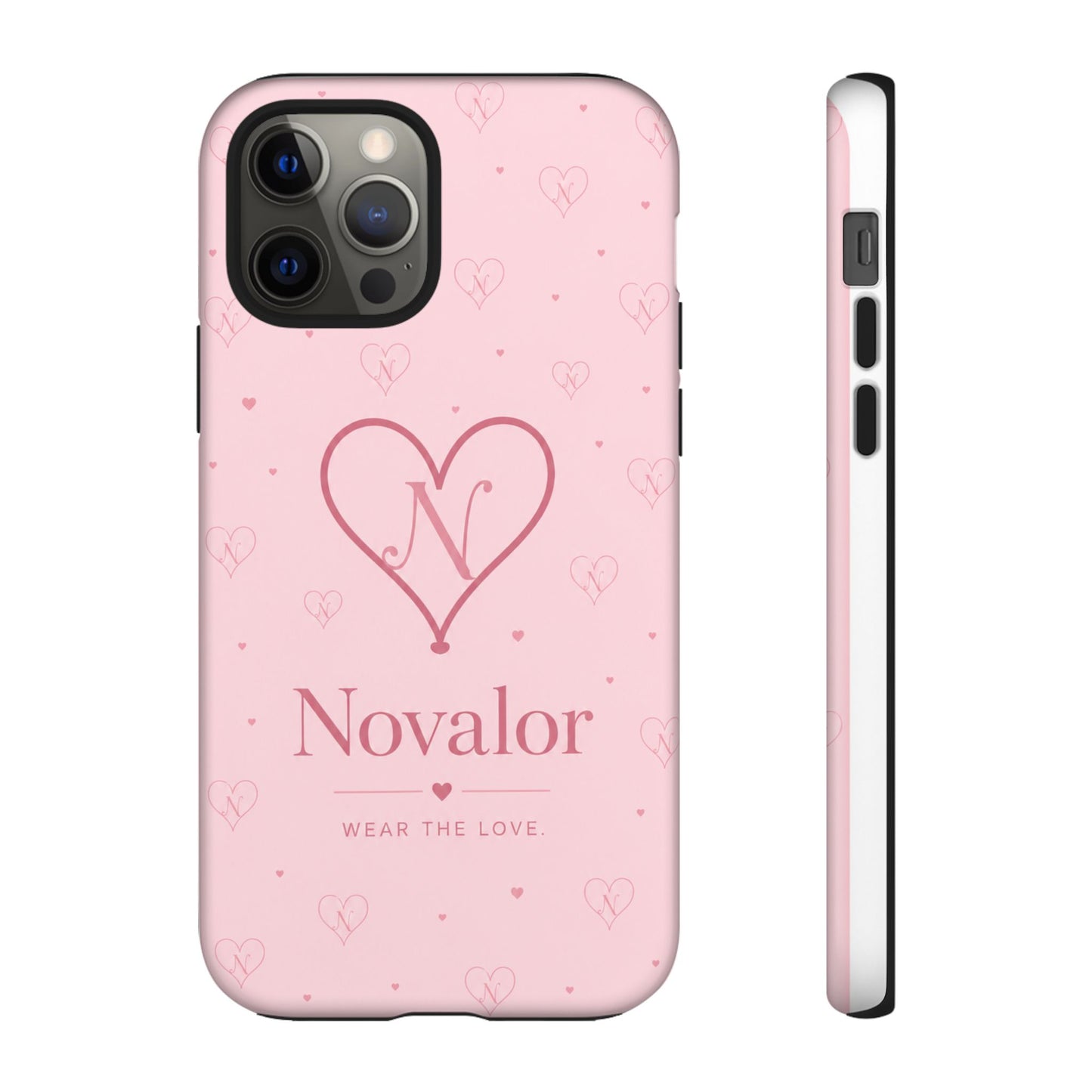 Novalor Heart Logo Tough Phone Case — Pink Protective iPhone Cover, "Wear The Love"