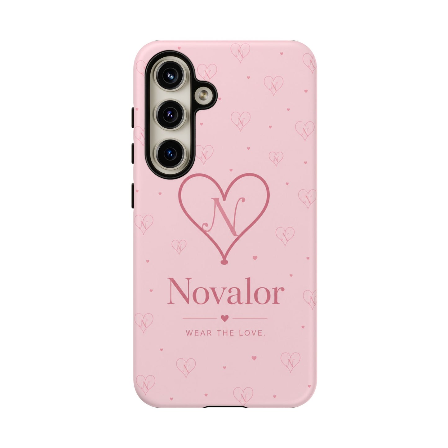 Novalor Heart Logo Tough Phone Case — Pink Protective iPhone Cover, "Wear The Love"
