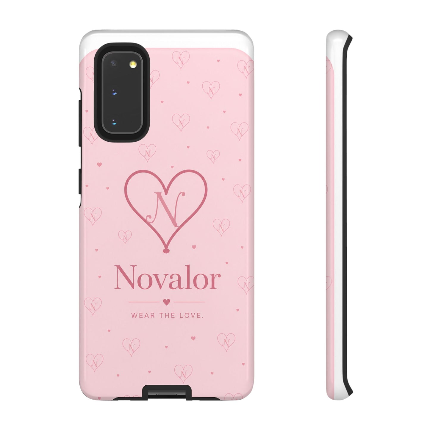 Novalor Heart Logo Tough Phone Case — Pink Protective iPhone Cover, "Wear The Love"