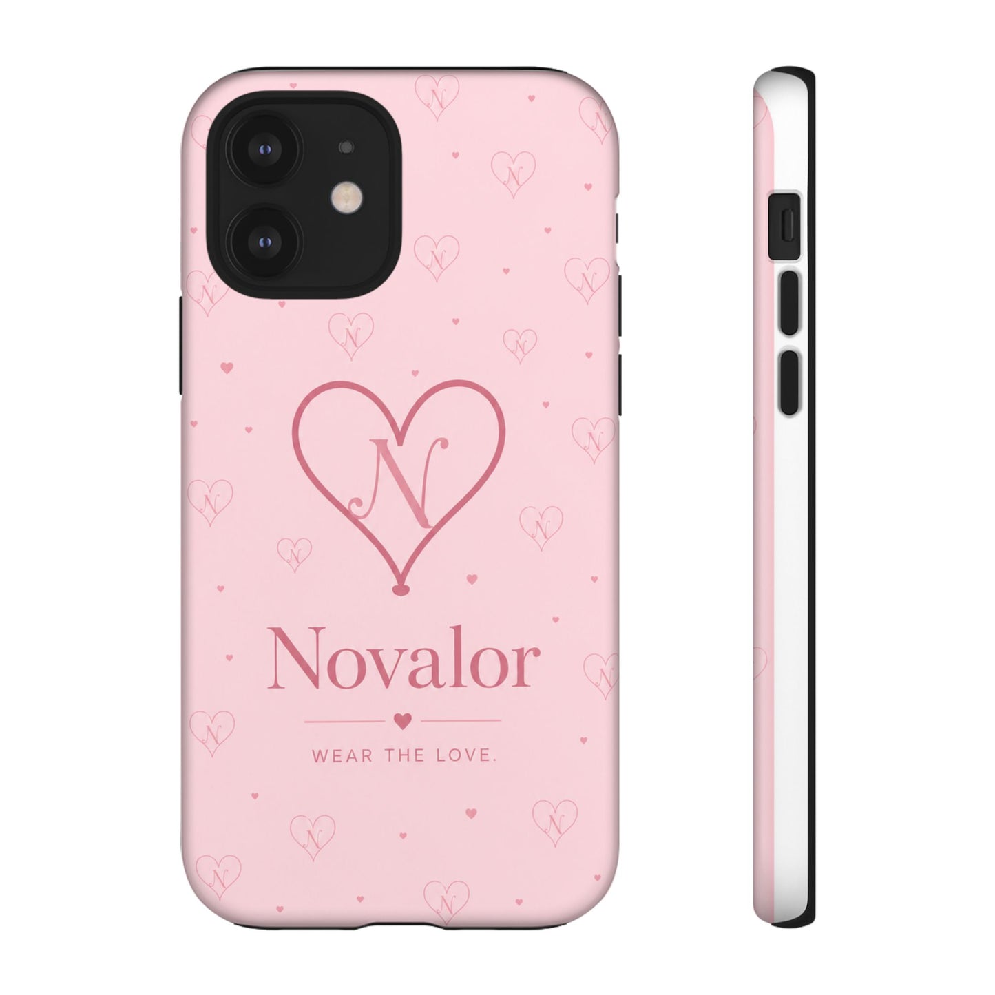 Novalor Heart Logo Tough Phone Case — Pink Protective iPhone Cover, "Wear The Love"