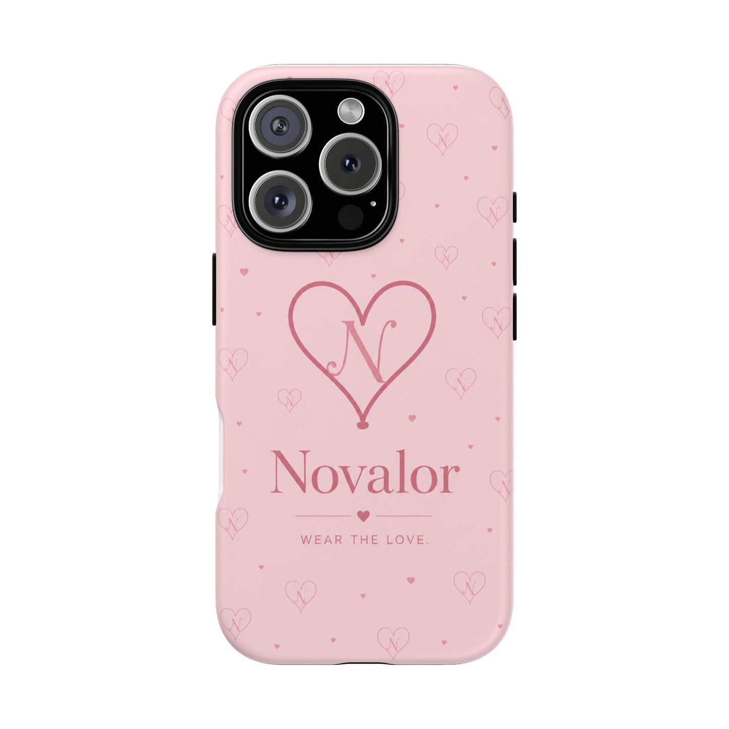 Novalor Heart Logo Tough Phone Case — Pink Protective iPhone Cover, "Wear The Love"