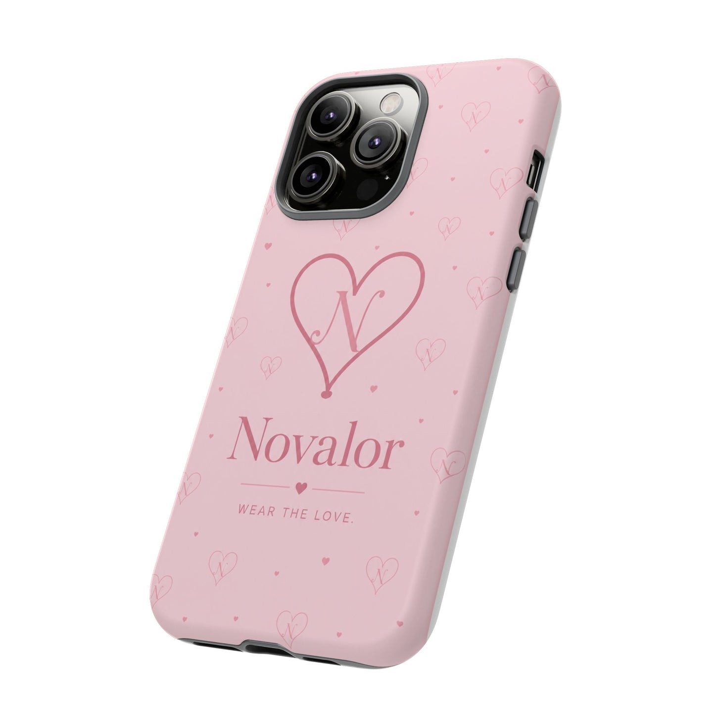 Novalor Heart Logo Tough Phone Case — Pink Protective iPhone Cover, "Wear The Love"