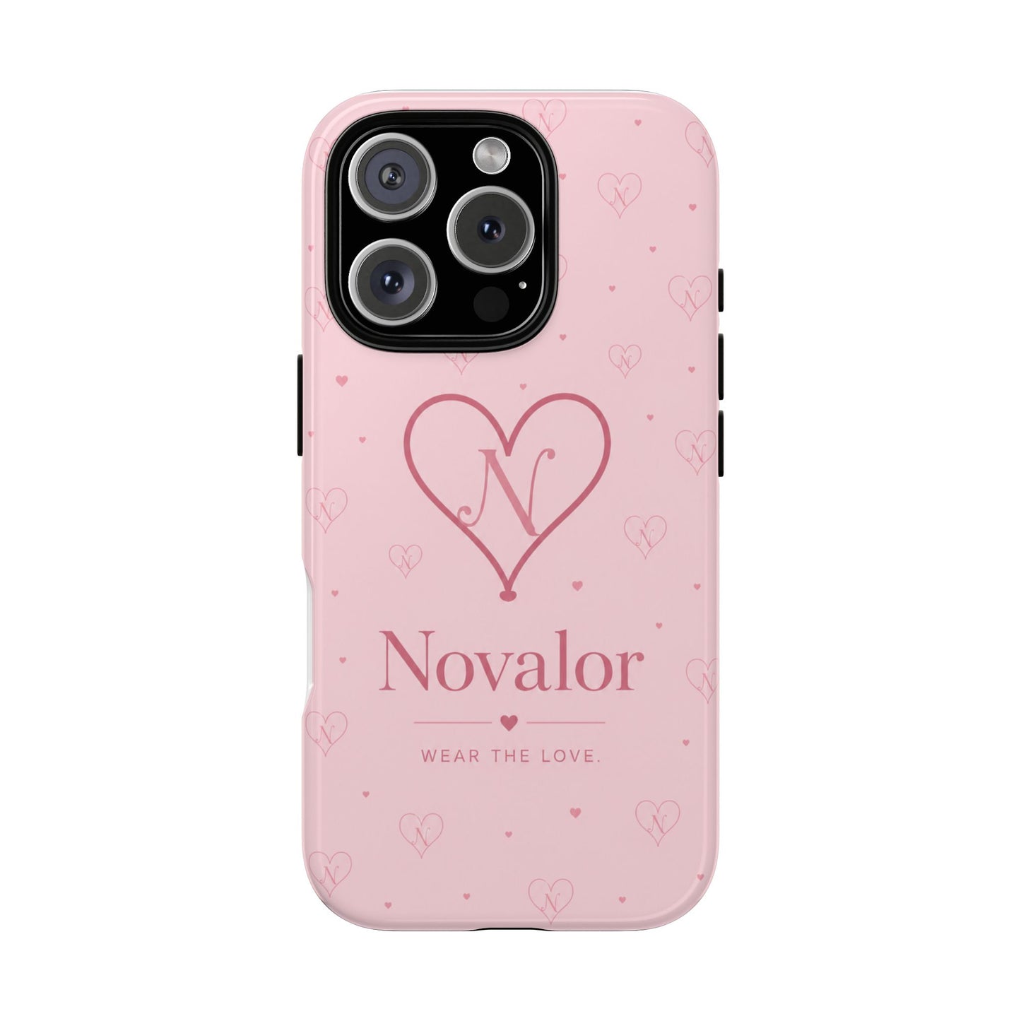 Novalor Heart Logo Tough Phone Case — Pink Protective iPhone Cover, "Wear The Love"