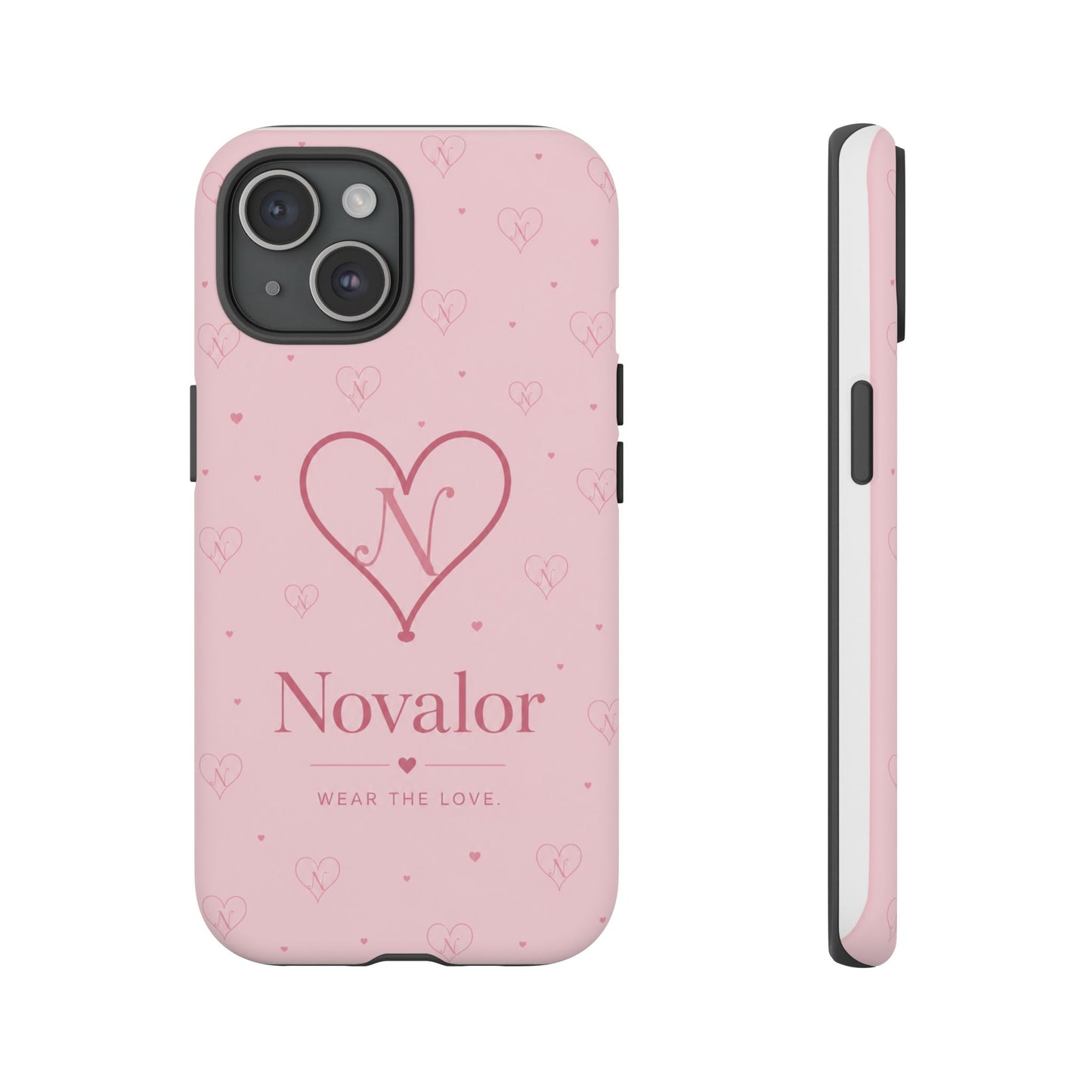 Novalor Heart Logo Tough Phone Case — Pink Protective iPhone Cover, "Wear The Love"