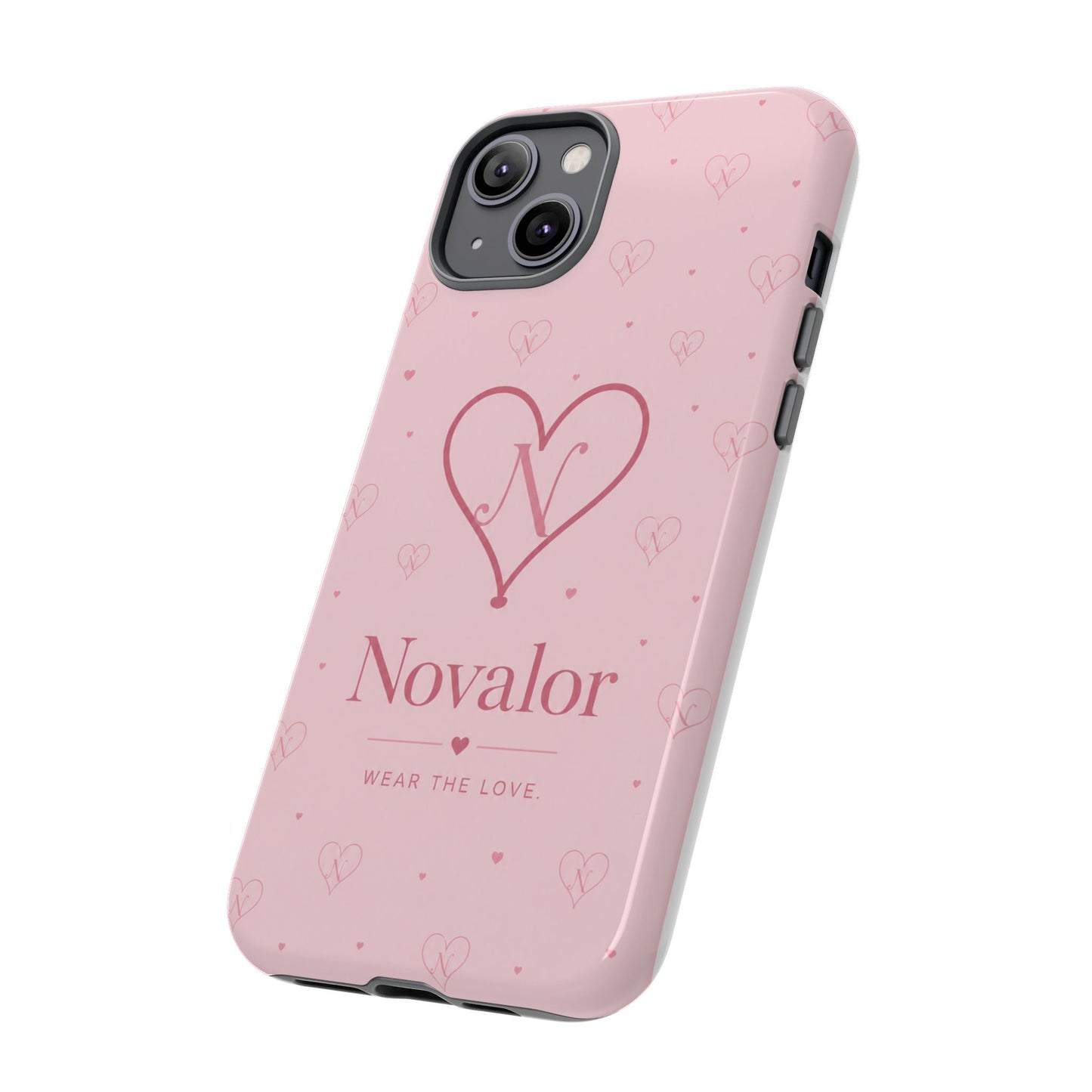 Novalor Heart Logo Tough Phone Case — Pink Protective iPhone Cover, "Wear The Love"