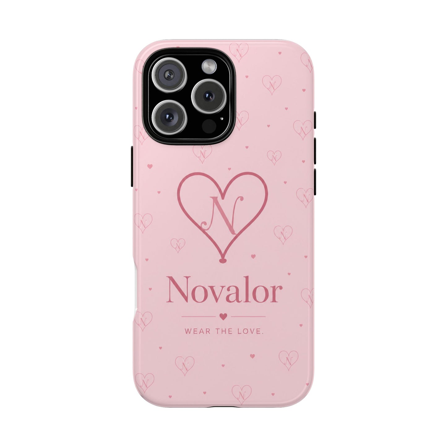 Novalor Heart Logo Tough Phone Case — Pink Protective iPhone Cover, "Wear The Love"