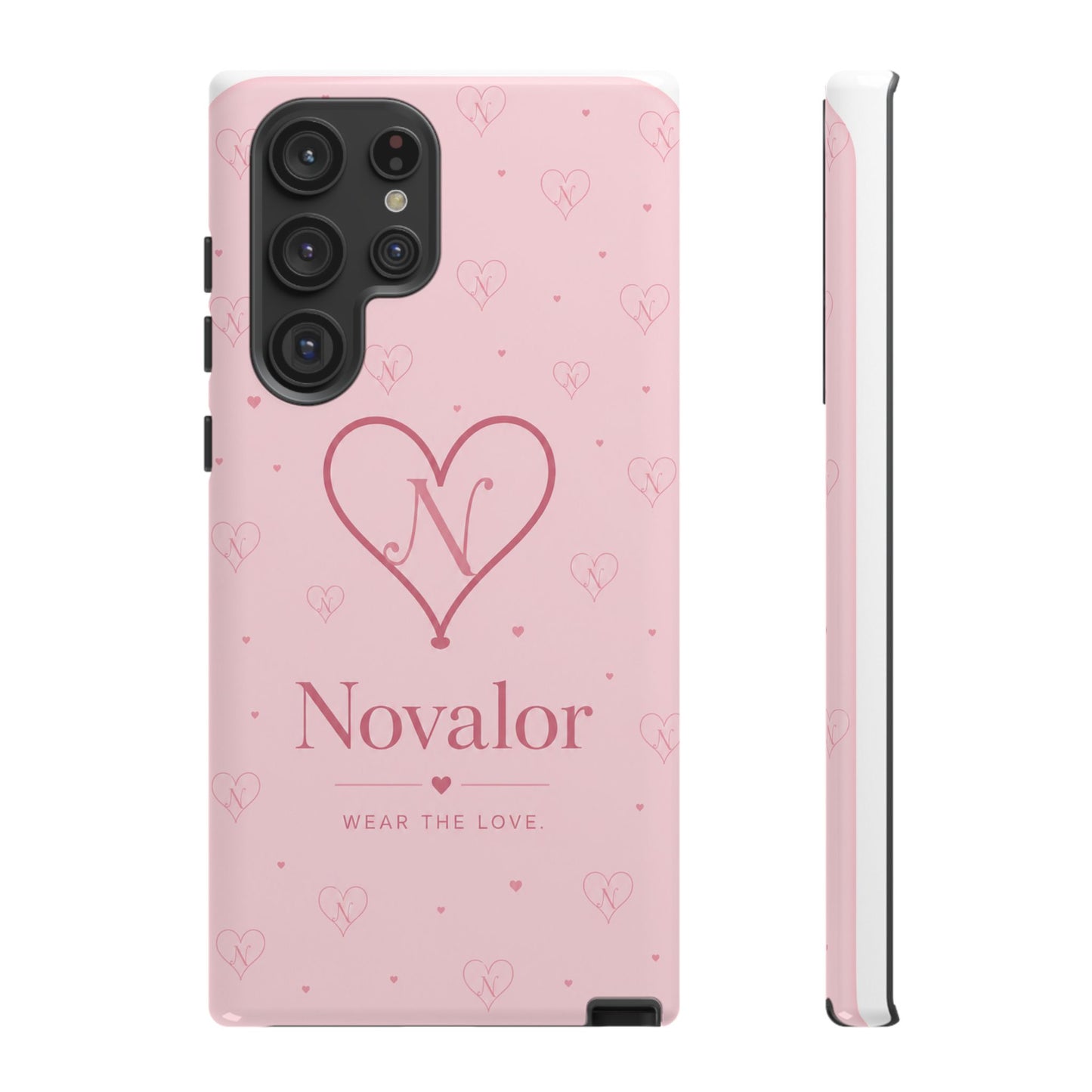Novalor Heart Logo Tough Phone Case — Pink Protective iPhone Cover, "Wear The Love"