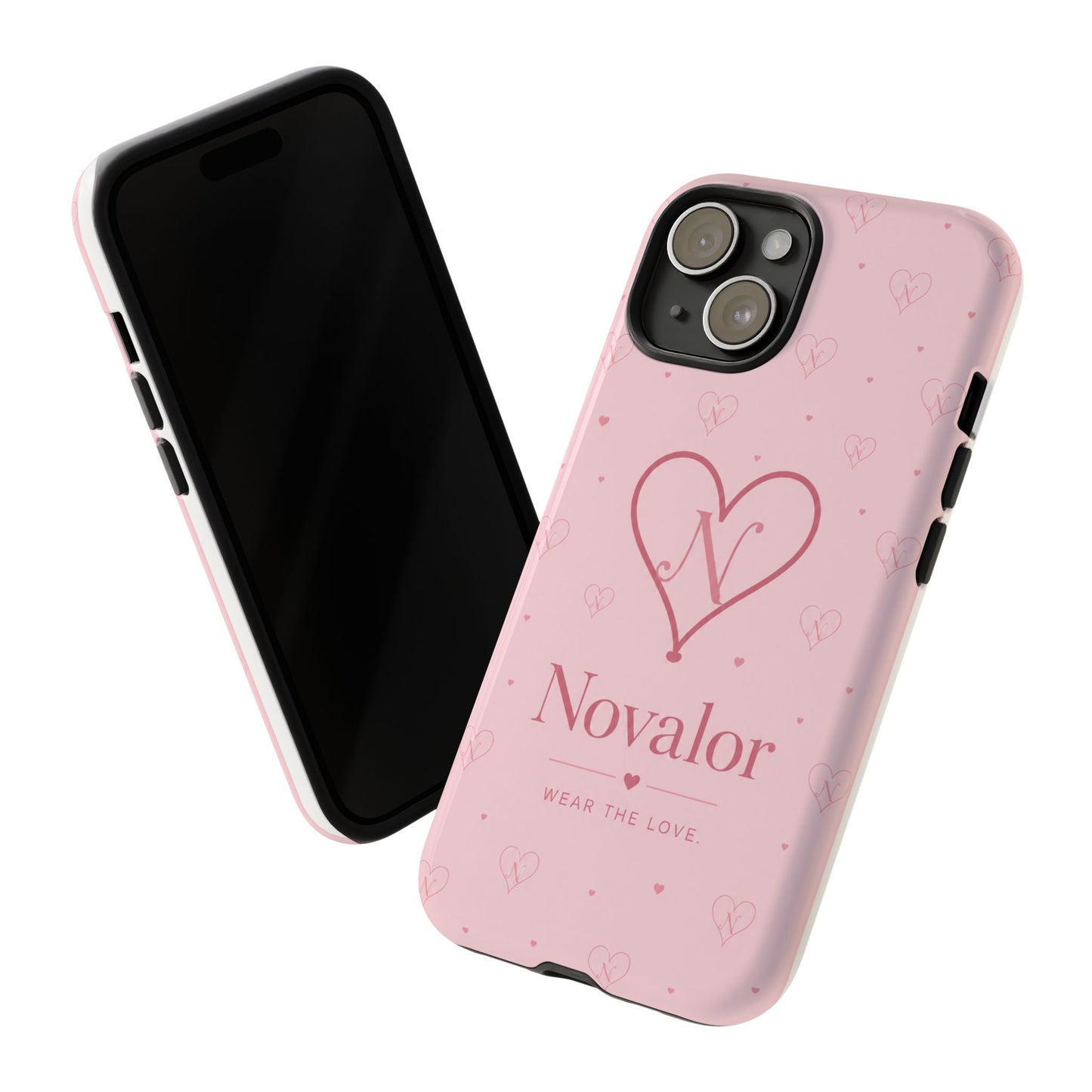 Novalor Heart Logo Tough Phone Case — Pink Protective iPhone Cover, "Wear The Love"