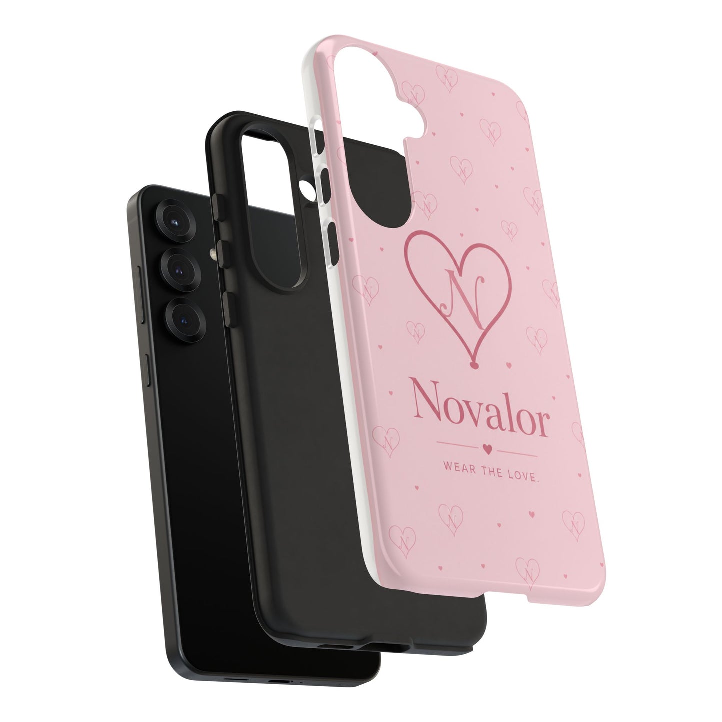 Novalor Heart Logo Tough Phone Case — Pink Protective iPhone Cover, "Wear The Love"