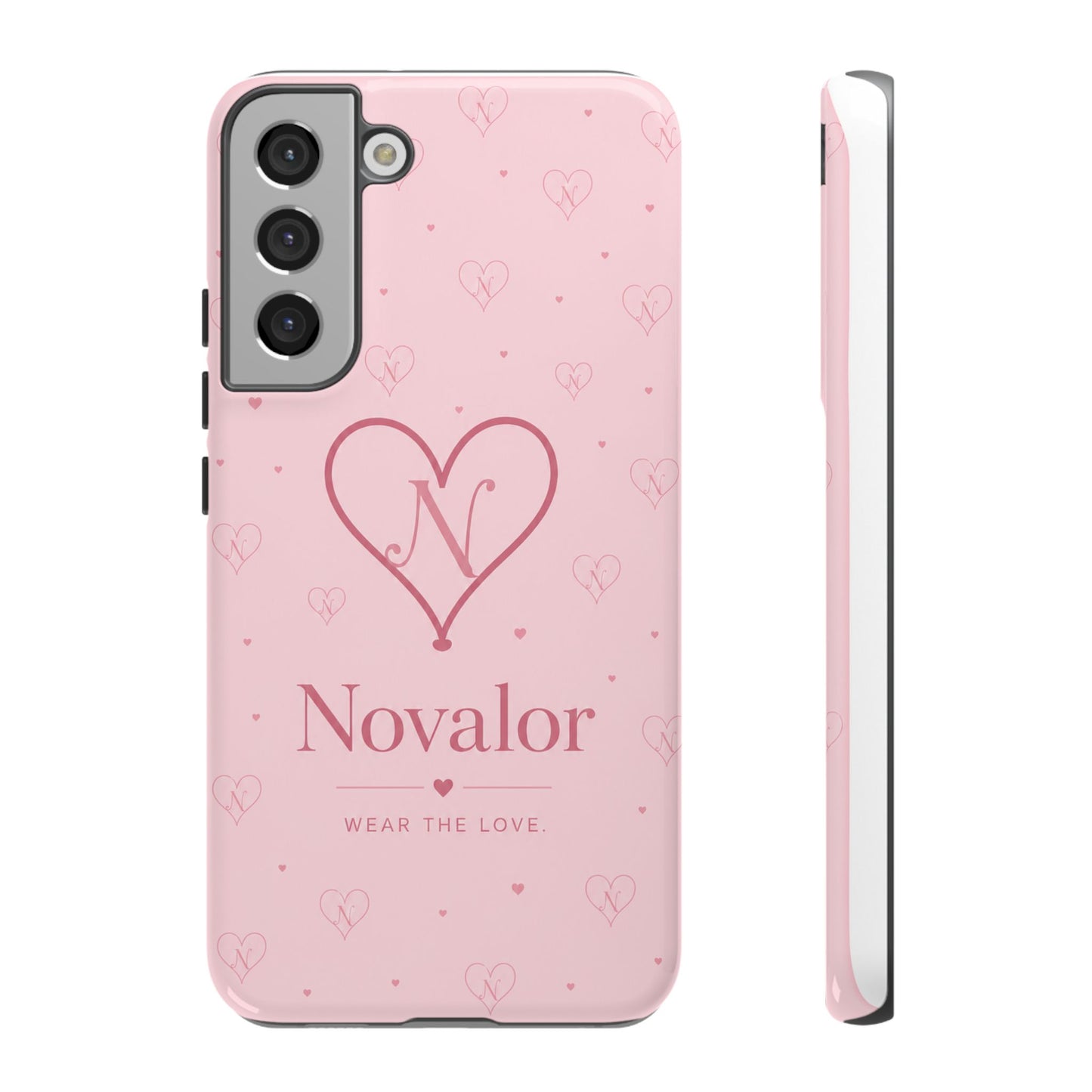 Novalor Heart Logo Tough Phone Case — Pink Protective iPhone Cover, "Wear The Love"