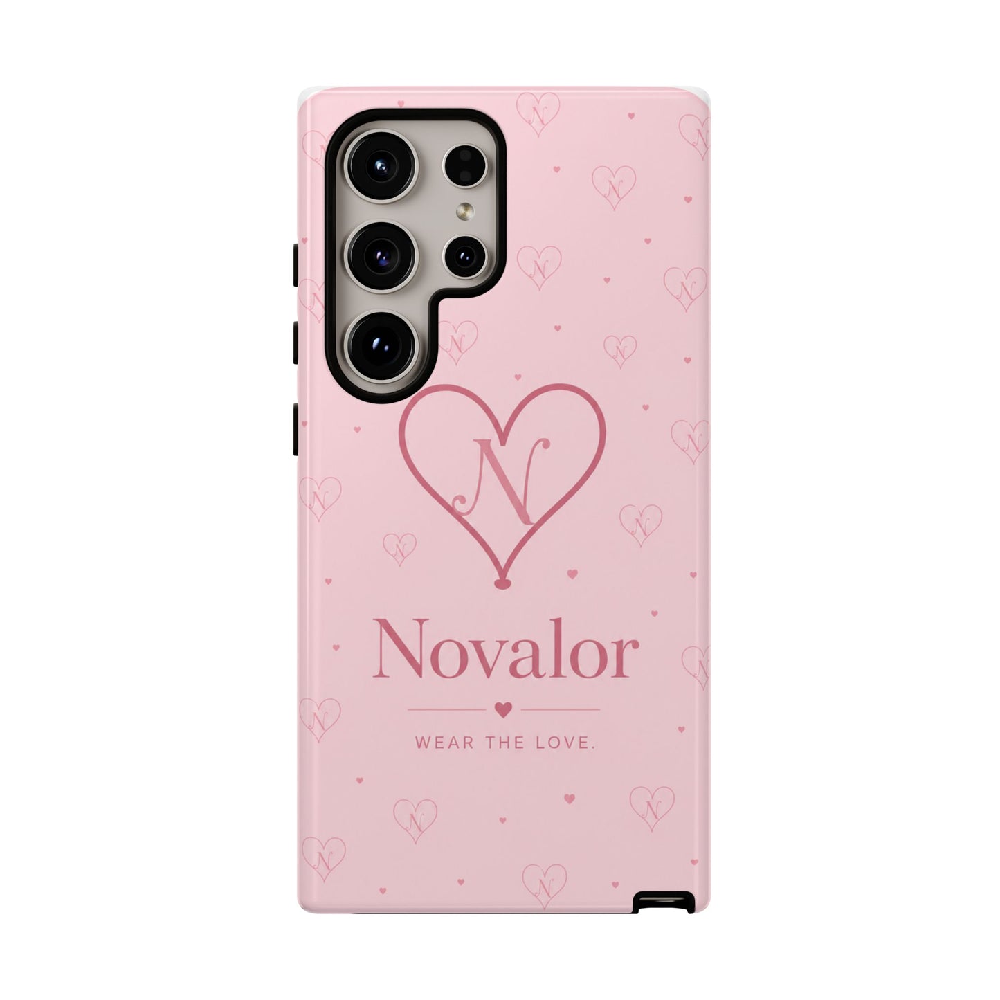 Novalor Heart Logo Tough Phone Case — Pink Protective iPhone Cover, "Wear The Love"
