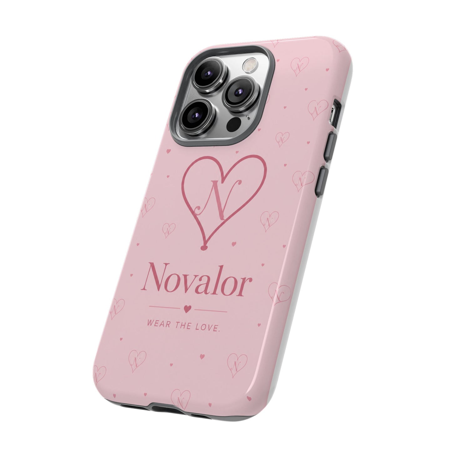 Novalor Heart Logo Tough Phone Case — Pink Protective iPhone Cover, "Wear The Love"
