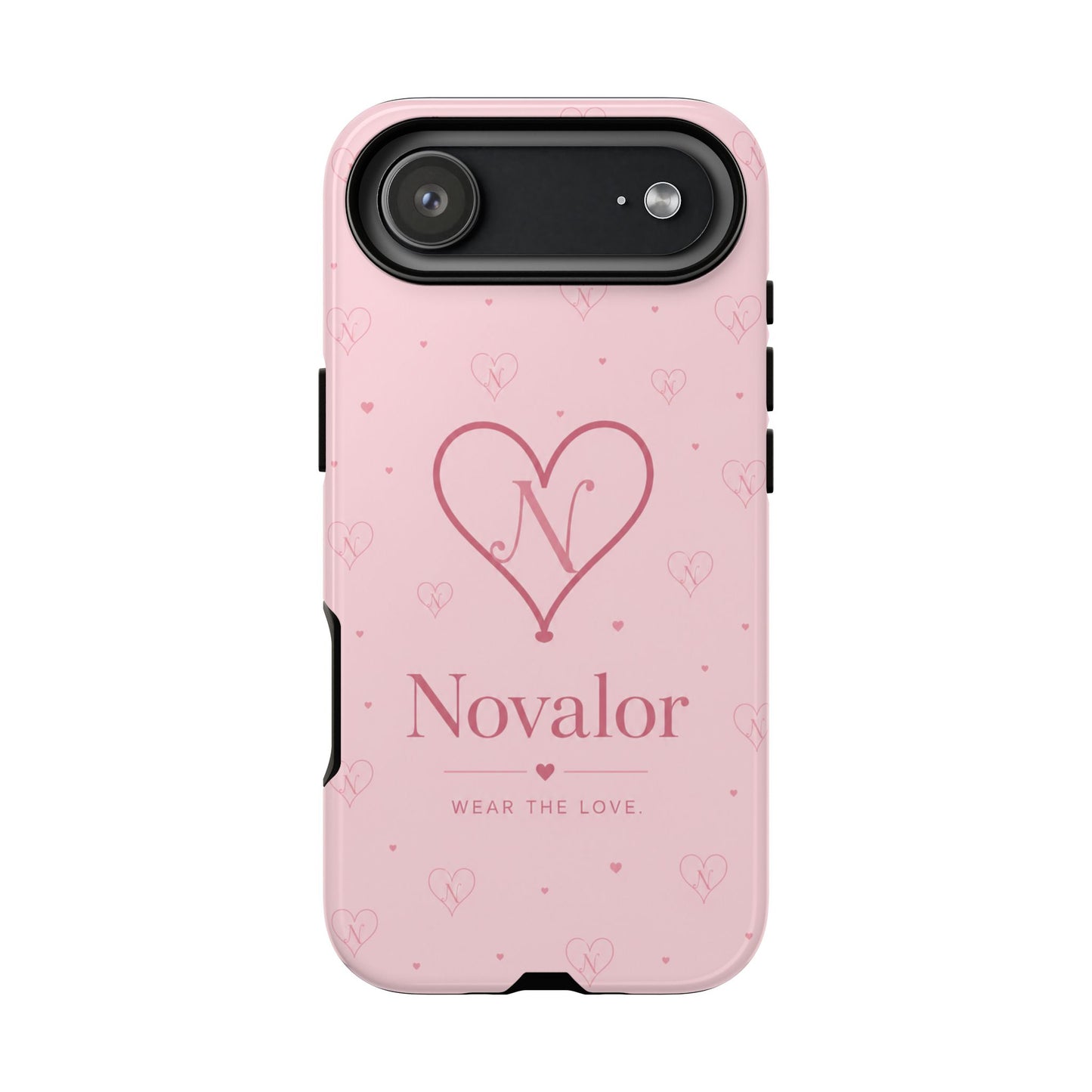 Novalor Heart Logo Tough Phone Case — Pink Protective iPhone Cover, "Wear The Love"