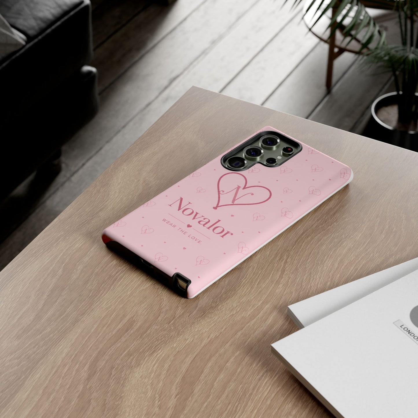 Novalor Heart Logo Tough Phone Case — Pink Protective iPhone Cover, "Wear The Love"