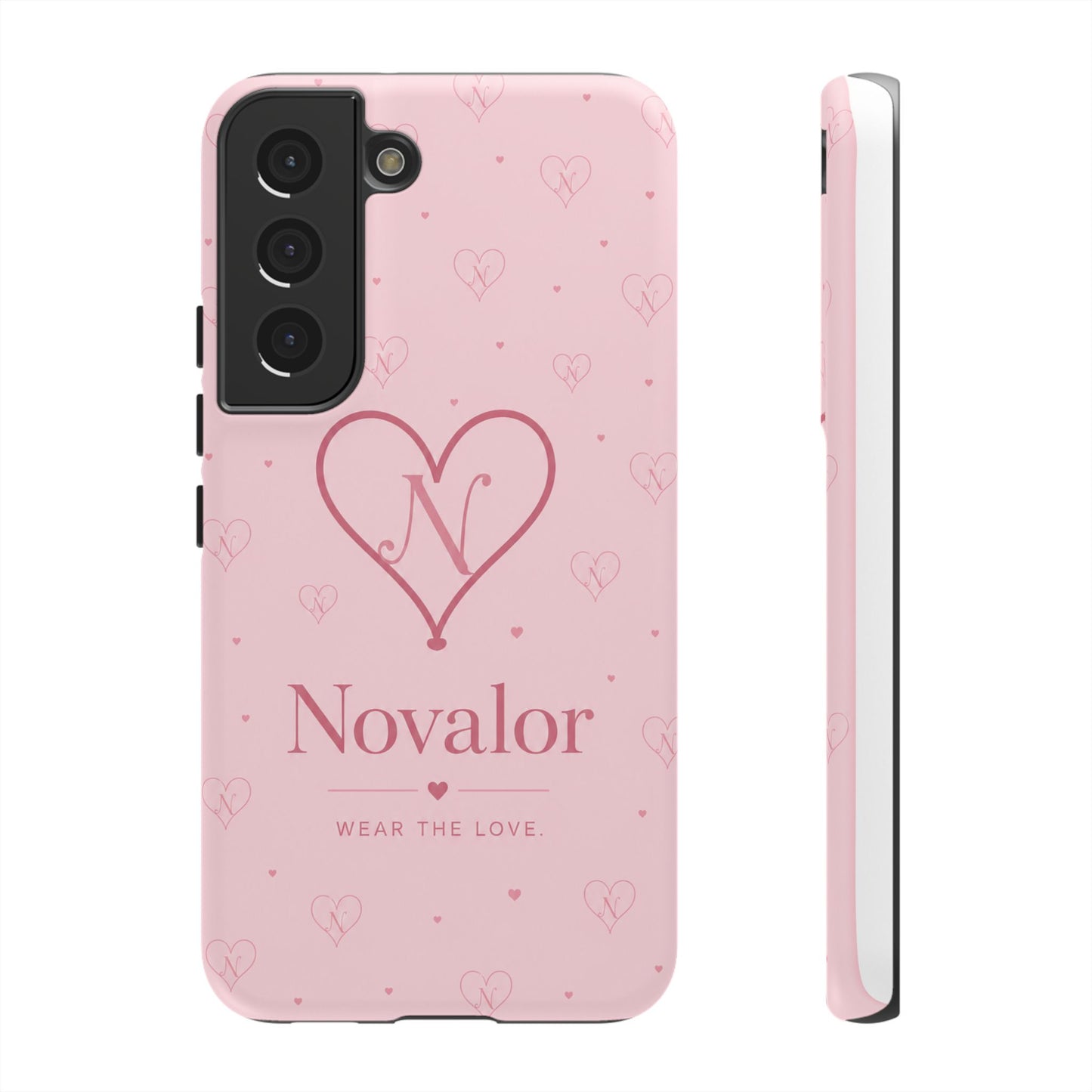 Novalor Heart Logo Tough Phone Case — Pink Protective iPhone Cover, "Wear The Love"