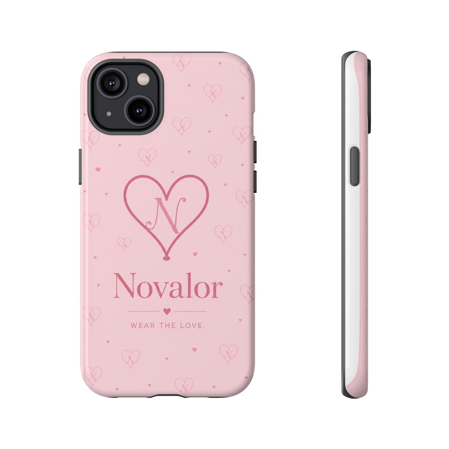 Novalor Heart Logo Tough Phone Case — Pink Protective iPhone Cover, "Wear The Love"