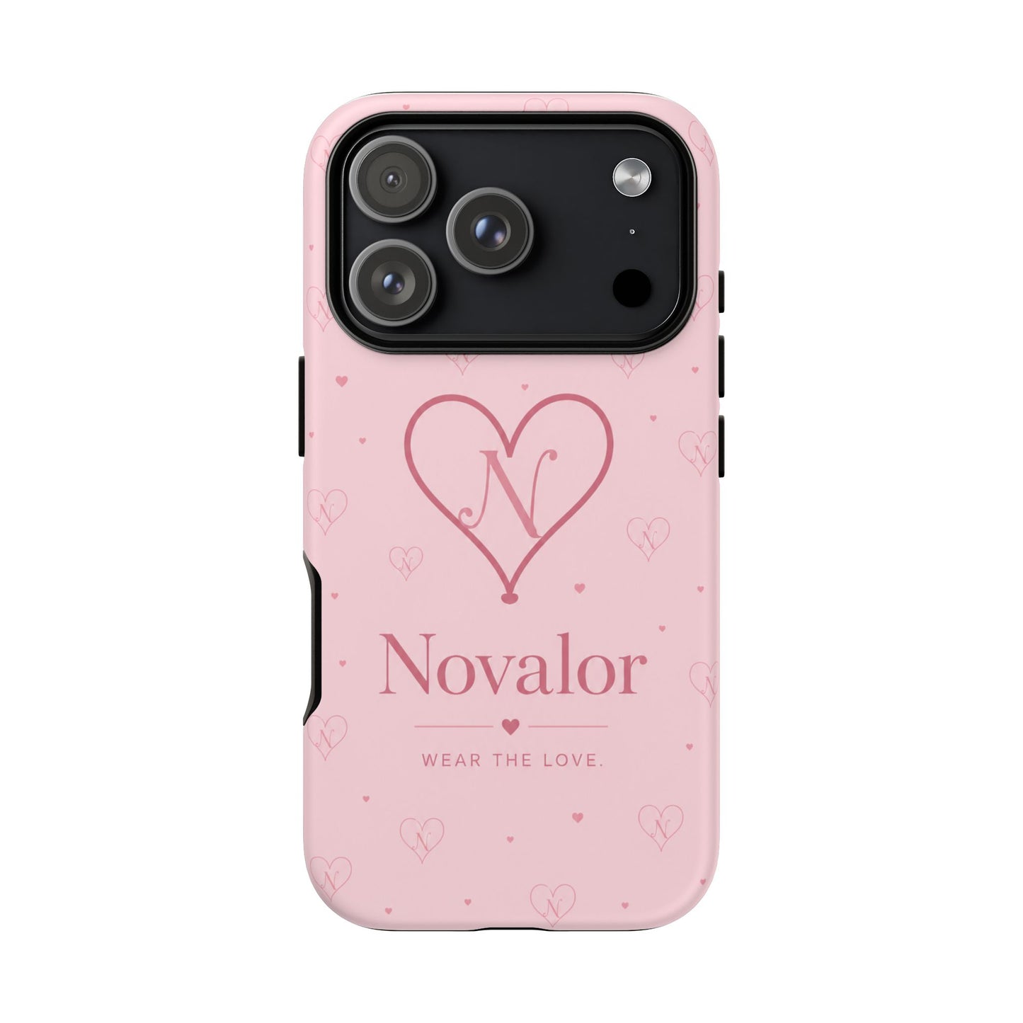 Novalor Heart Logo Tough Phone Case — Pink Protective iPhone Cover, "Wear The Love"