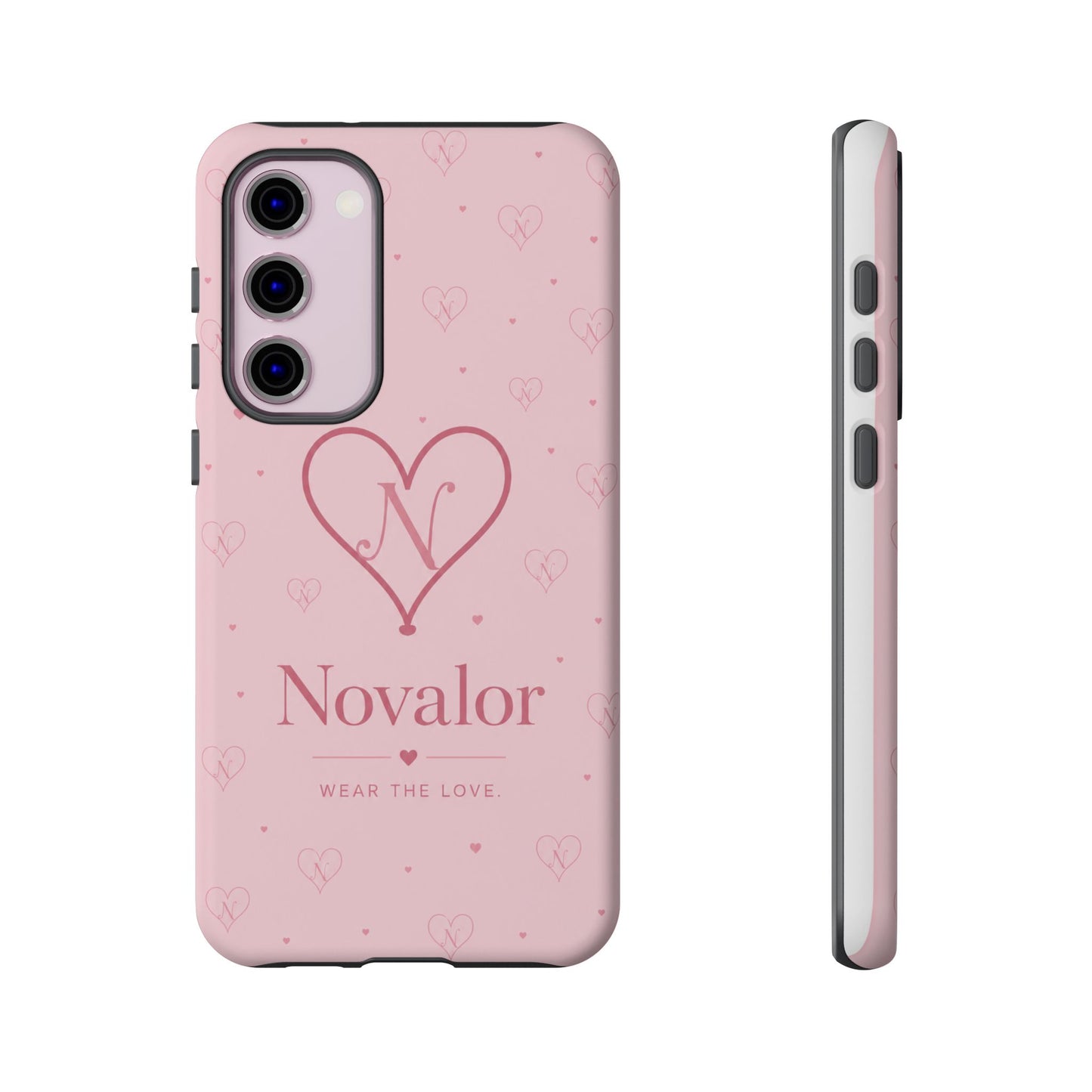 Novalor Heart Logo Tough Phone Case — Pink Protective iPhone Cover, "Wear The Love"