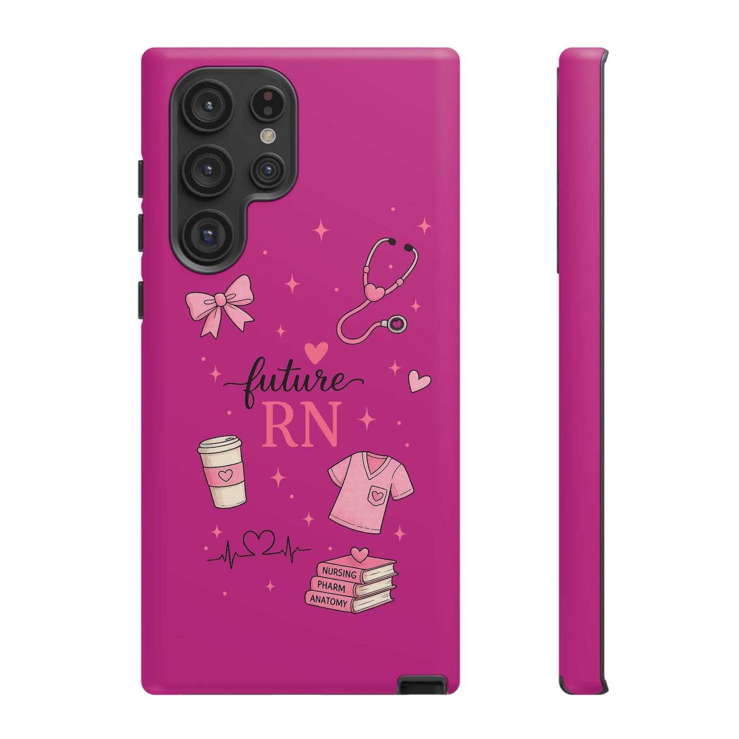 Future RN design Phone Case | Nursing stethoscope scrub coffee illustrations