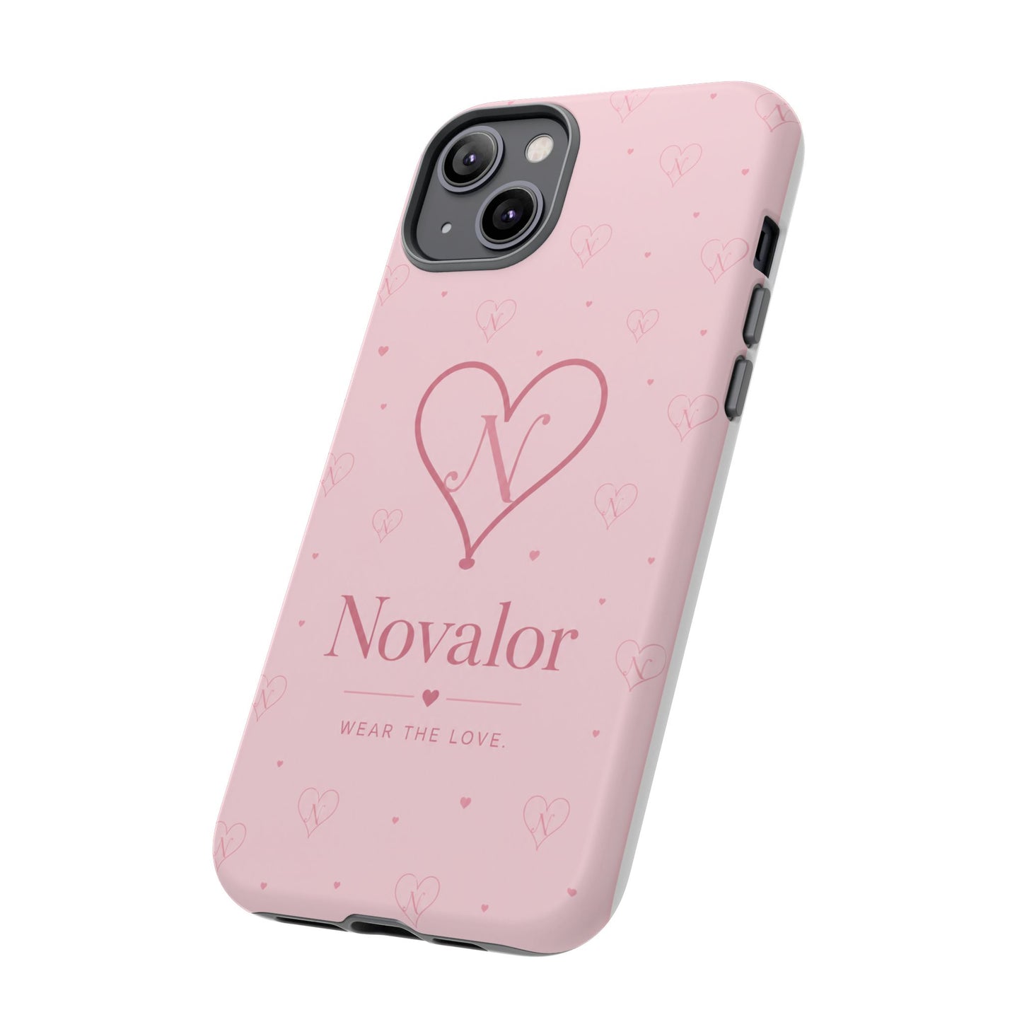 Novalor Heart Logo Tough Phone Case — Pink Protective iPhone Cover, "Wear The Love"