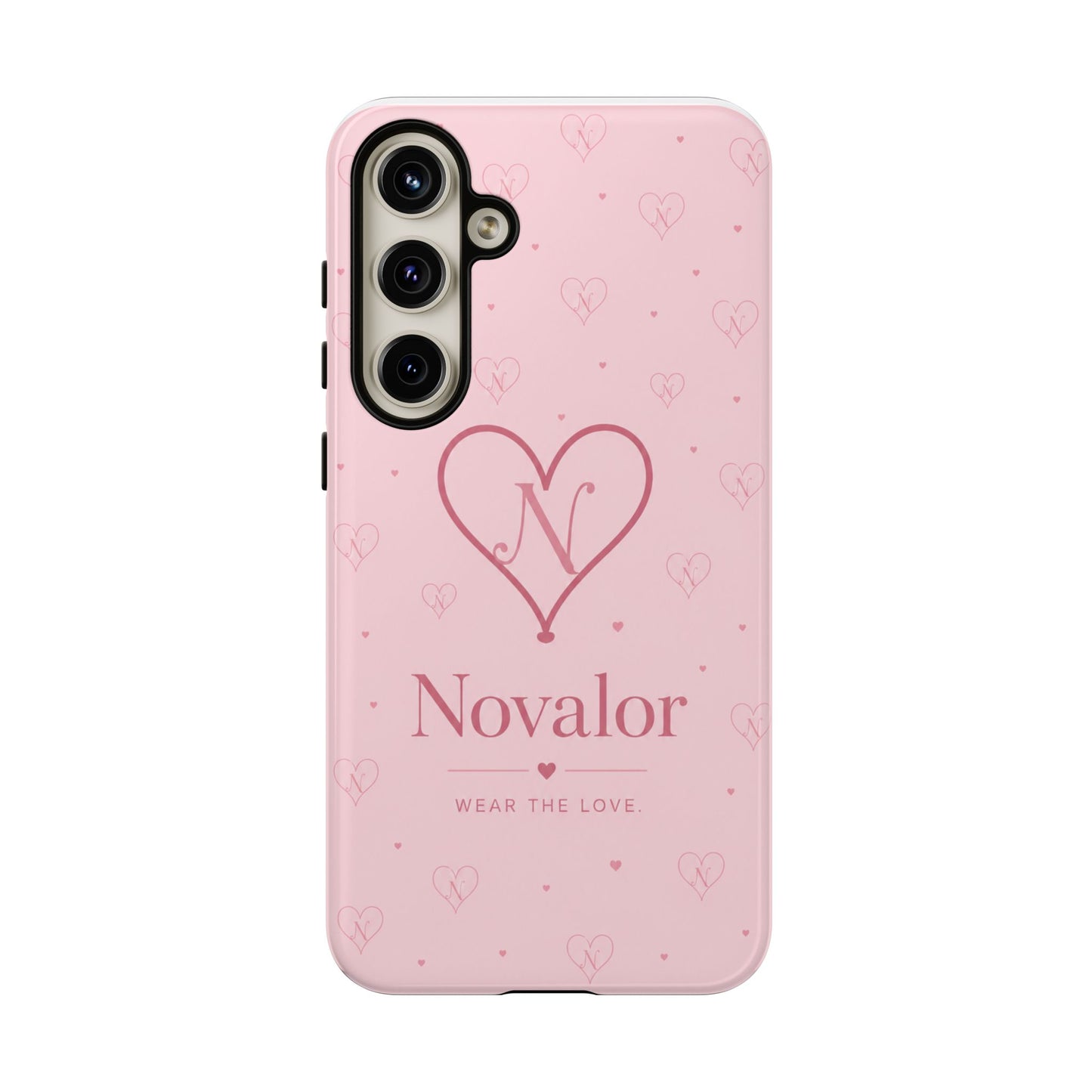Novalor Heart Logo Tough Phone Case — Pink Protective iPhone Cover, "Wear The Love"
