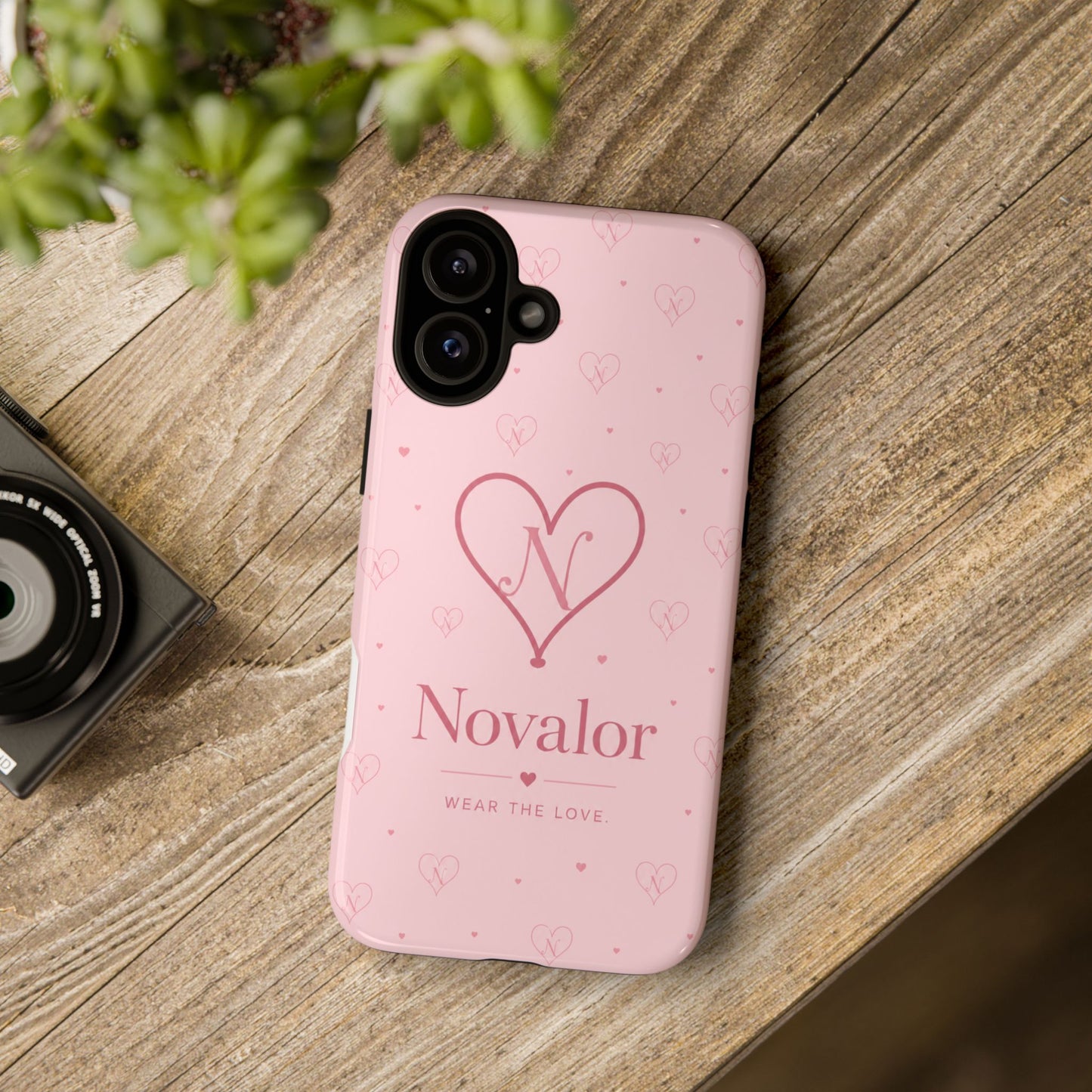 Novalor Heart Logo Tough Phone Case — Pink Protective iPhone Cover, "Wear The Love"