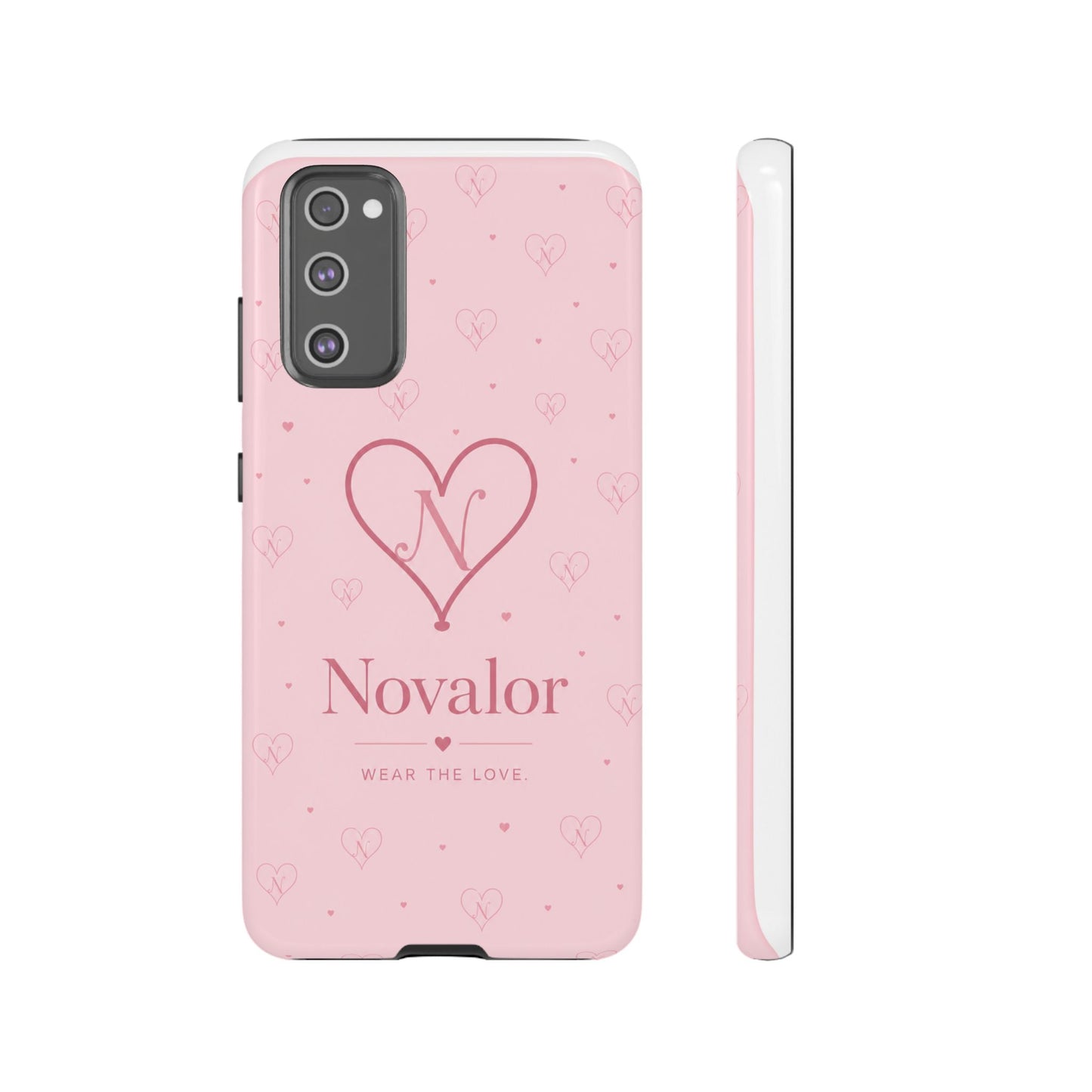 Novalor Heart Logo Tough Phone Case — Pink Protective iPhone Cover, "Wear The Love"