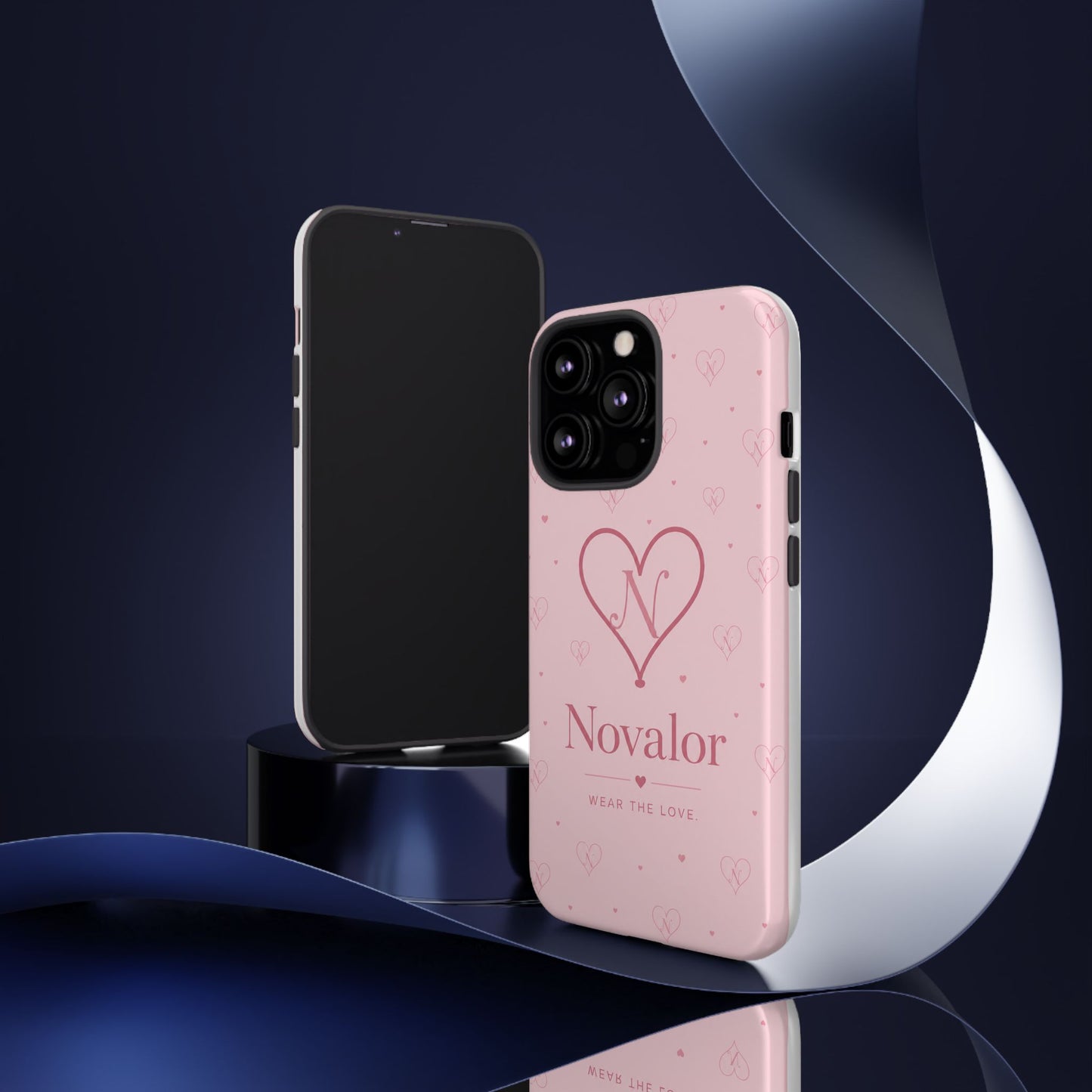 Novalor Heart Logo Tough Phone Case — Pink Protective iPhone Cover, "Wear The Love"