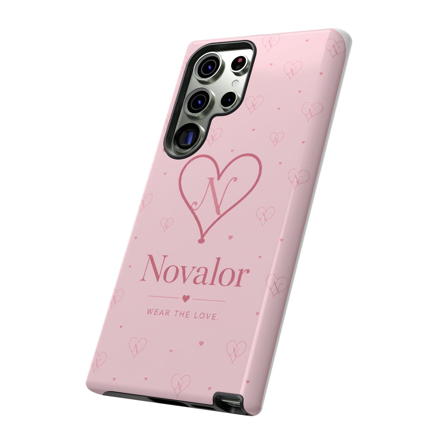 Novalor Heart Logo Tough Phone Case — Pink Protective iPhone Cover, "Wear The Love"