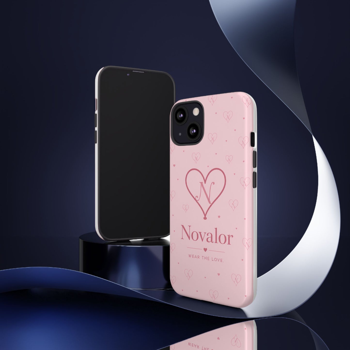 Novalor Heart Logo Tough Phone Case — Pink Protective iPhone Cover, "Wear The Love"