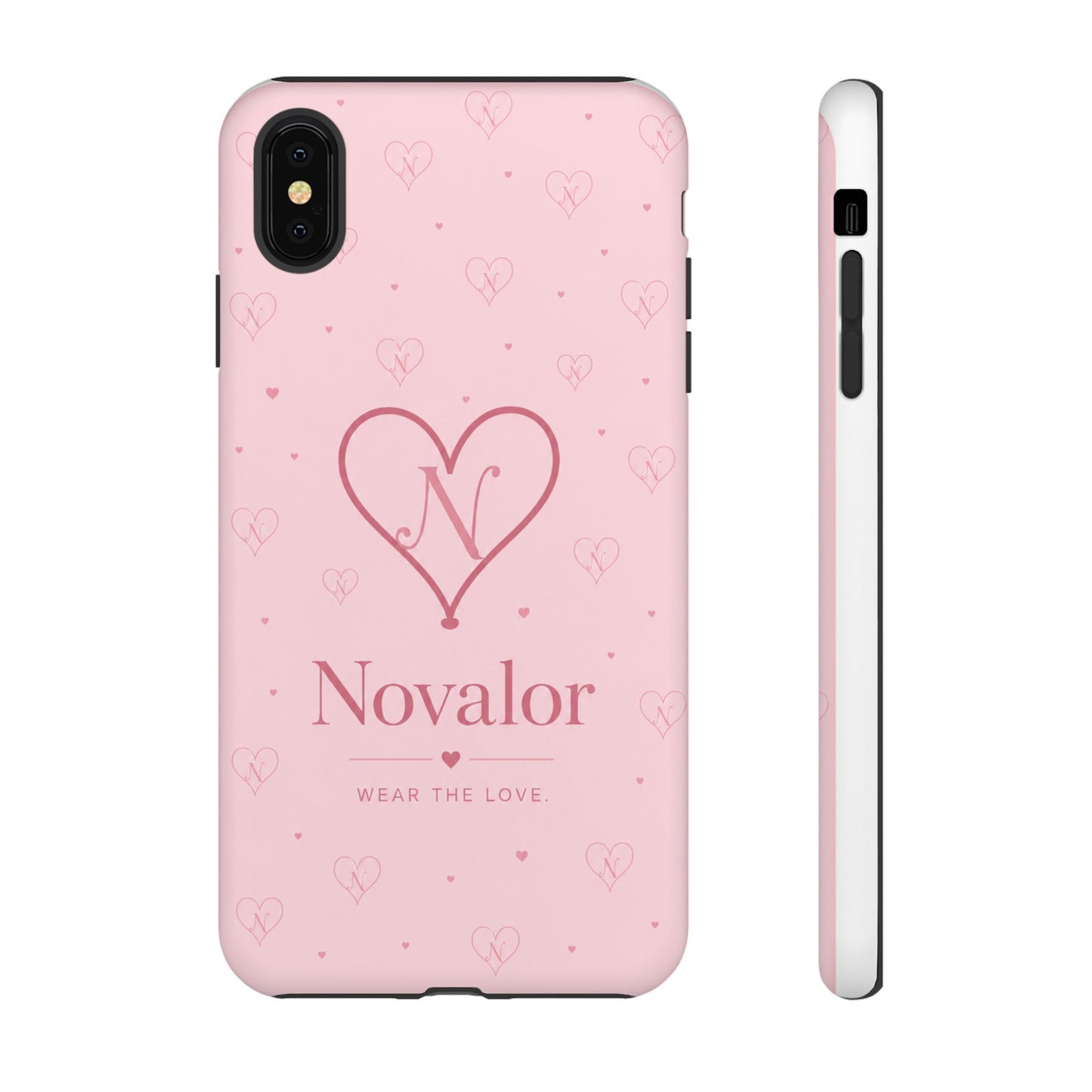 Novalor Heart Logo Tough Phone Case — Pink Protective iPhone Cover, "Wear The Love"