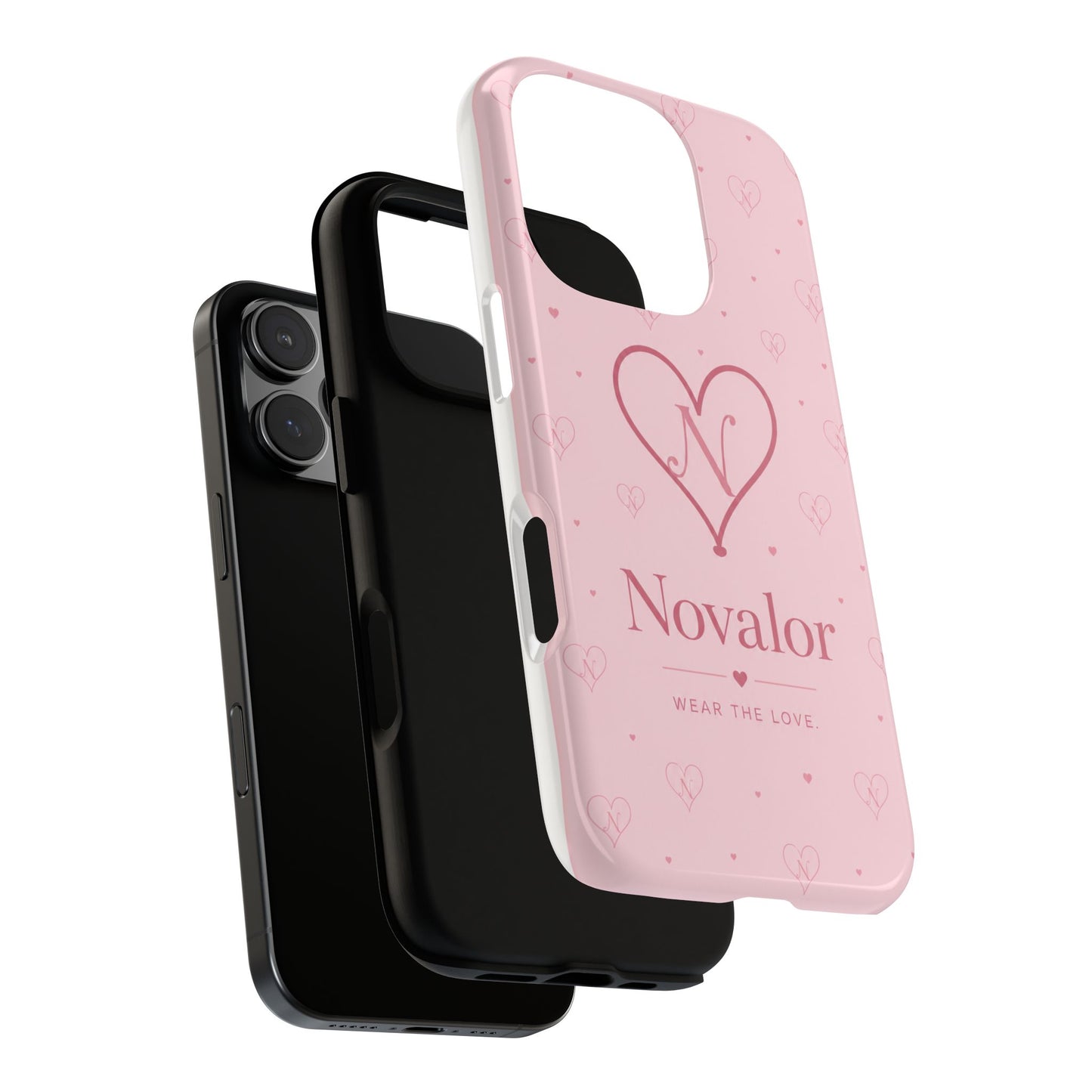 Novalor Heart Logo Tough Phone Case — Pink Protective iPhone Cover, "Wear The Love"