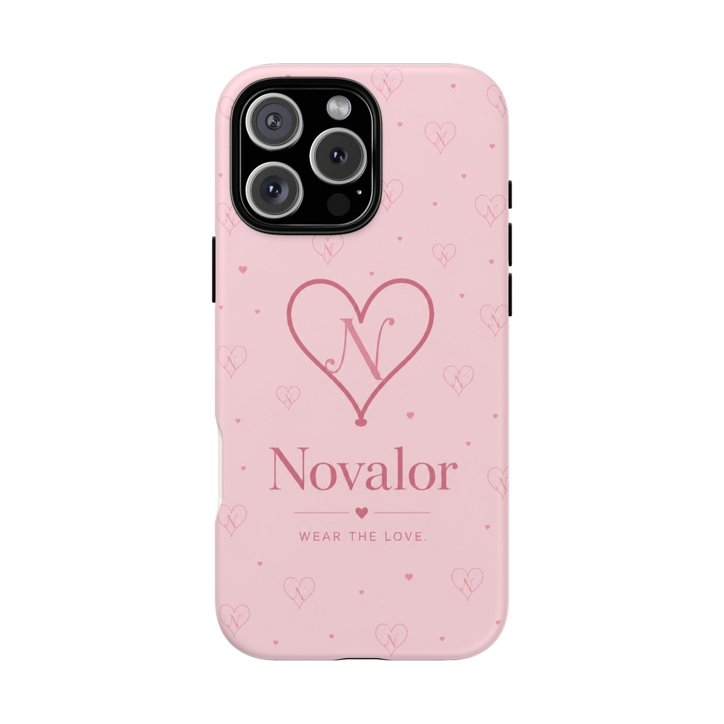 Novalor Heart Logo Tough Phone Case — Pink Protective iPhone Cover, "Wear The Love"