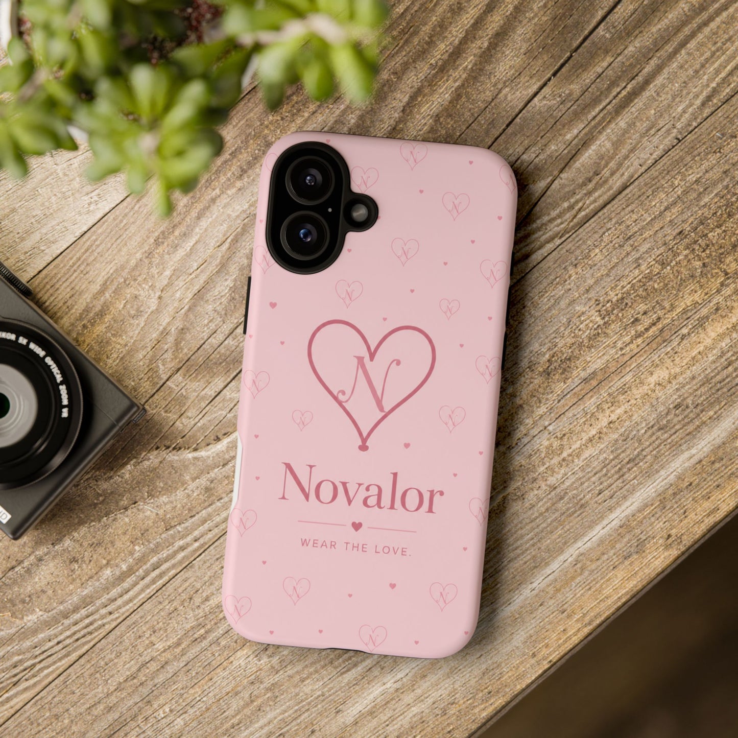 Novalor Heart Logo Tough Phone Case — Pink Protective iPhone Cover, "Wear The Love"