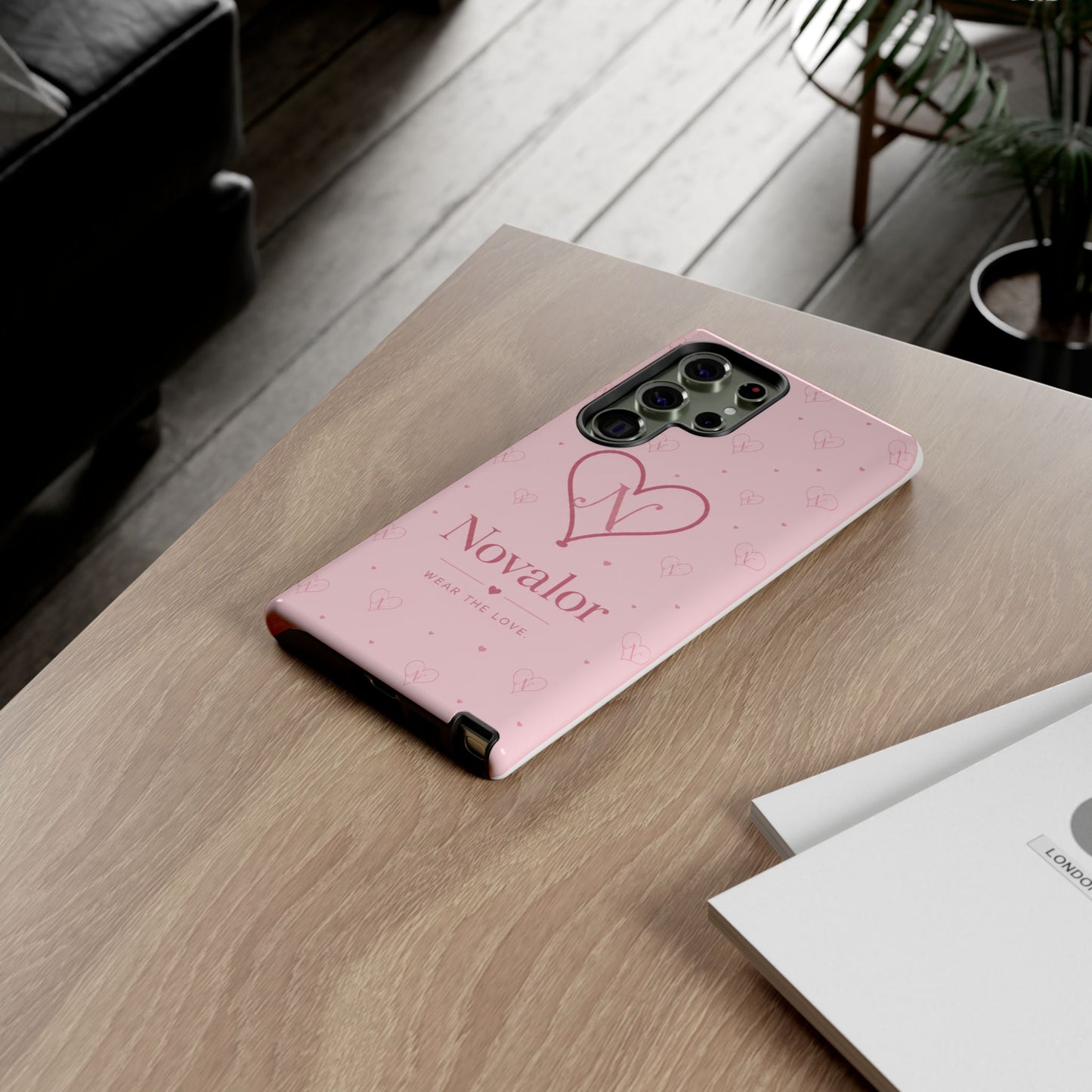 Novalor Heart Logo Tough Phone Case — Pink Protective iPhone Cover, "Wear The Love"