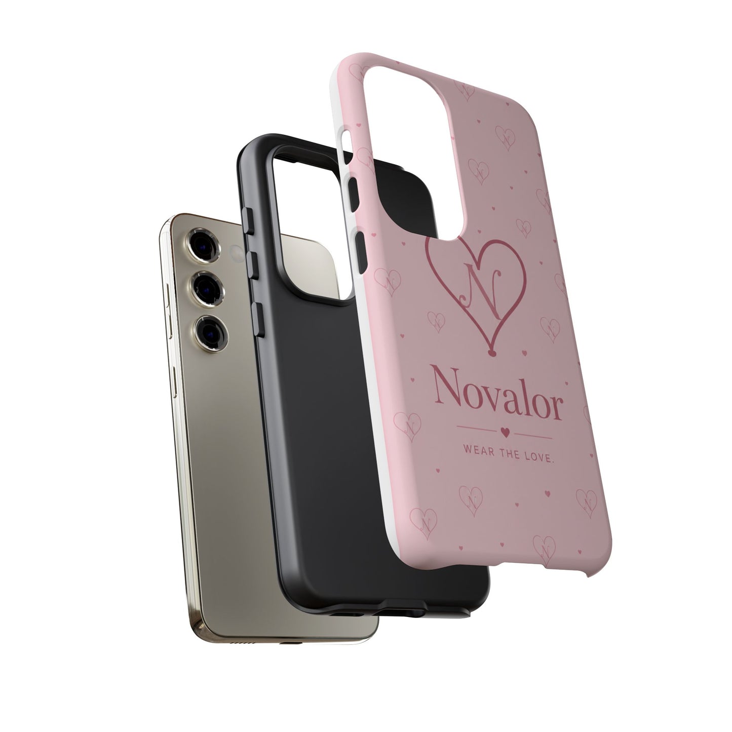 Novalor Heart Logo Tough Phone Case — Pink Protective iPhone Cover, "Wear The Love"