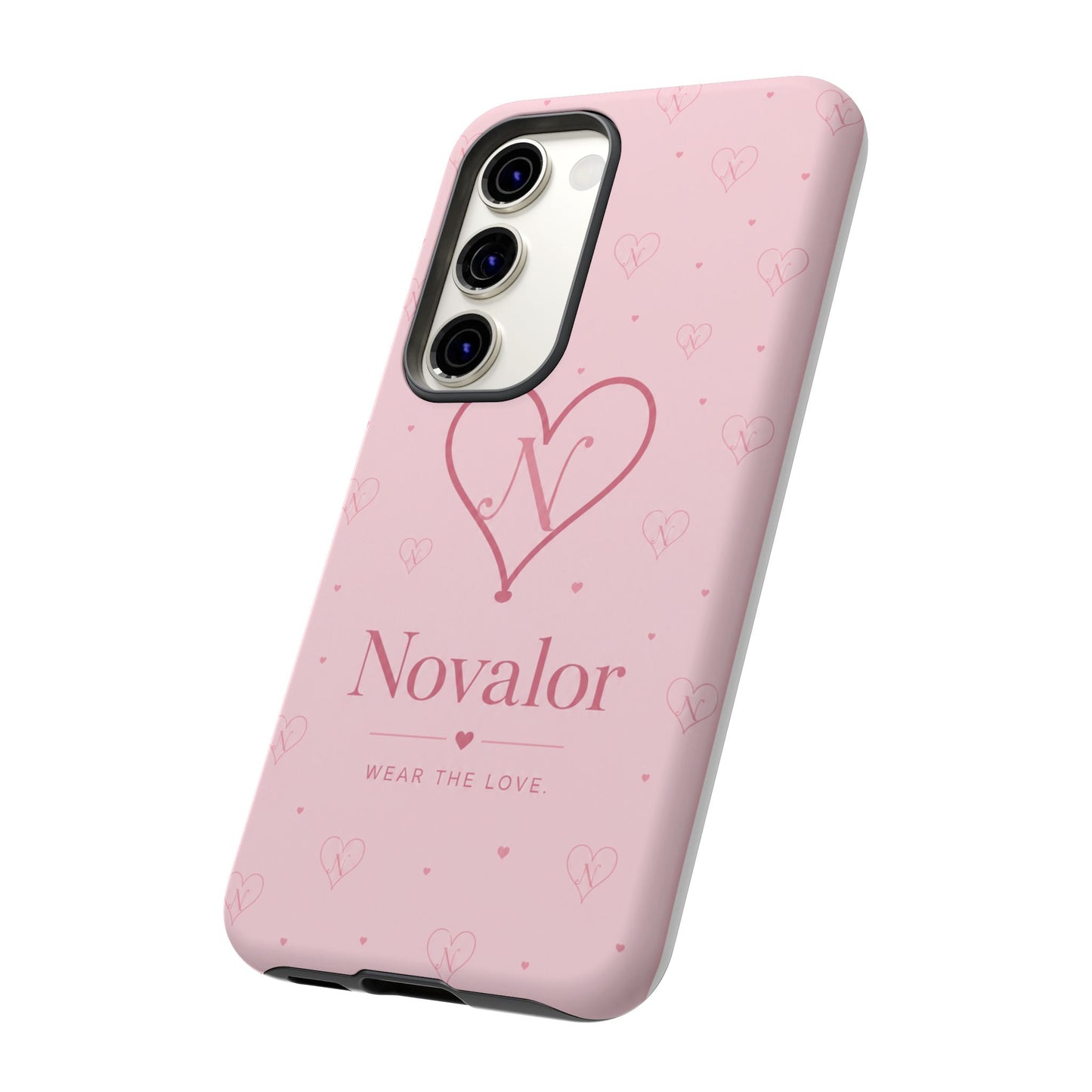 Novalor Heart Logo Tough Phone Case — Pink Protective iPhone Cover, "Wear The Love"