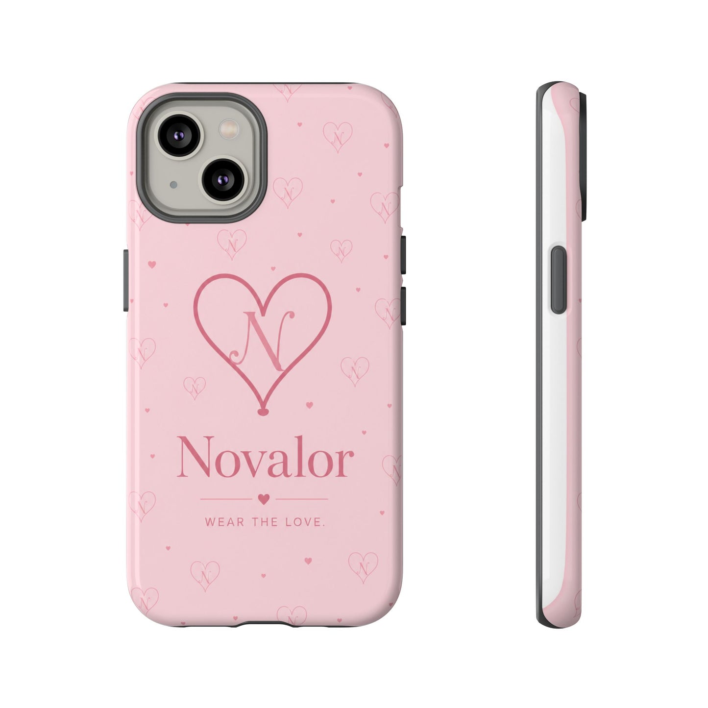 Novalor Heart Logo Tough Phone Case — Pink Protective iPhone Cover, "Wear The Love"