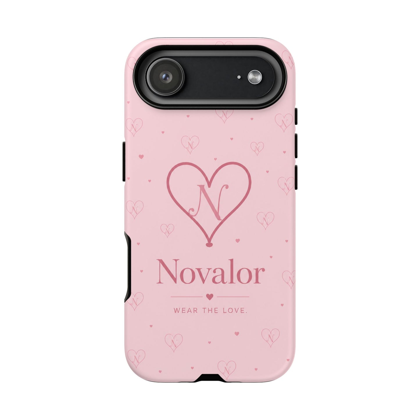 Novalor Heart Logo Tough Phone Case — Pink Protective iPhone Cover, "Wear The Love"