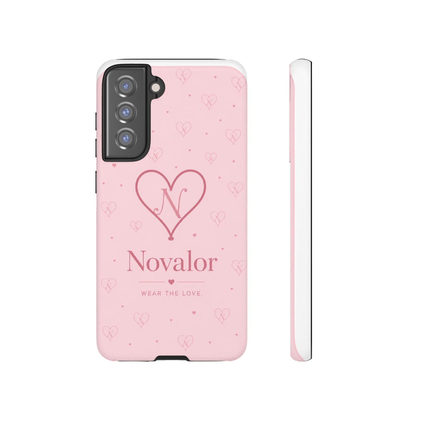 Novalor Heart Logo Tough Phone Case — Pink Protective iPhone Cover, "Wear The Love"