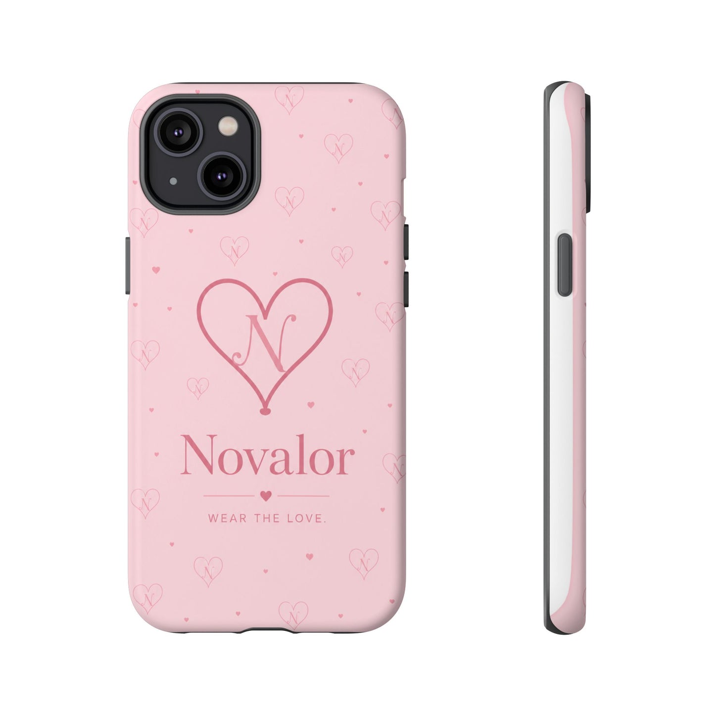 Novalor Heart Logo Tough Phone Case — Pink Protective iPhone Cover, "Wear The Love"