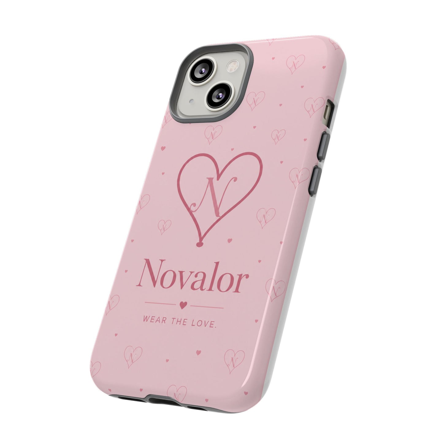 Novalor Heart Logo Tough Phone Case — Pink Protective iPhone Cover, "Wear The Love"