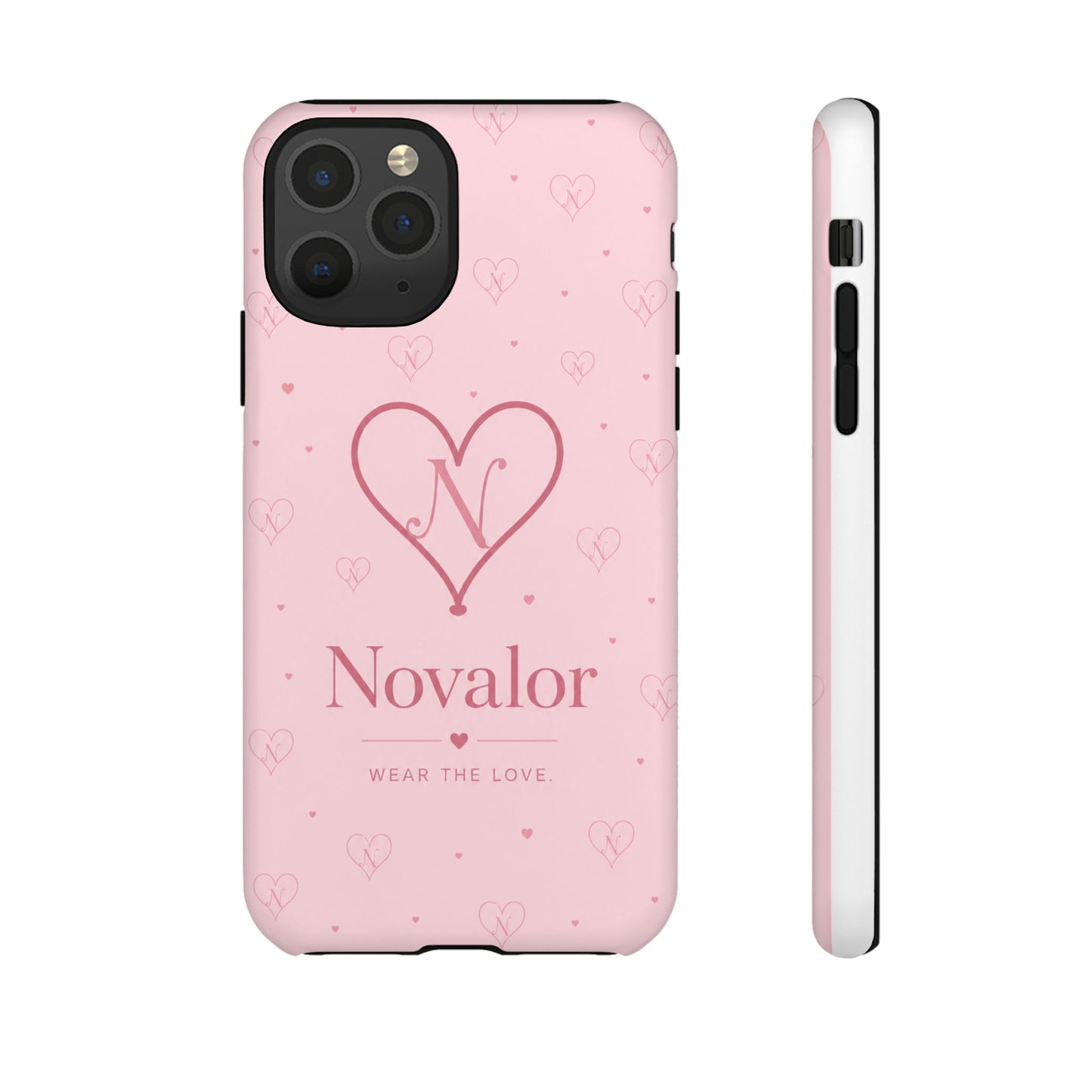 Novalor Heart Logo Tough Phone Case — Pink Protective iPhone Cover, "Wear The Love"