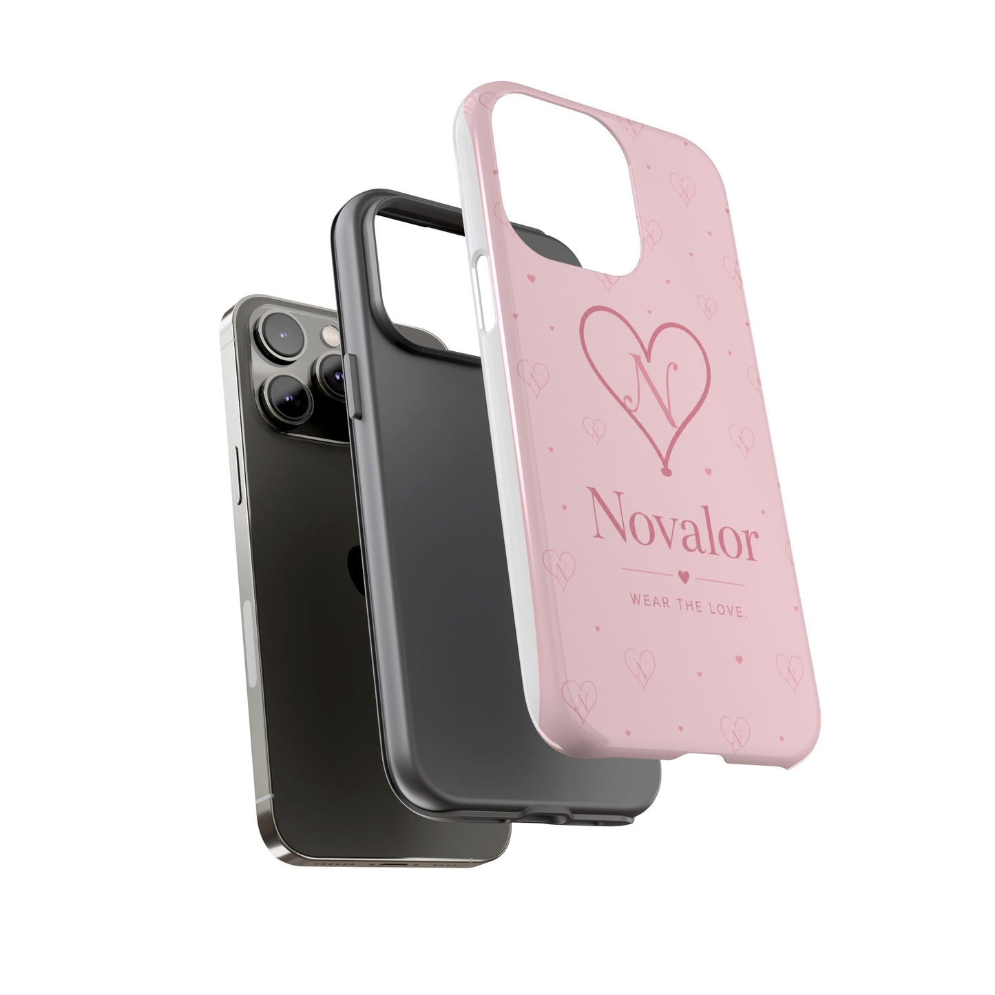 Novalor Heart Logo Tough Phone Case — Pink Protective iPhone Cover, "Wear The Love"