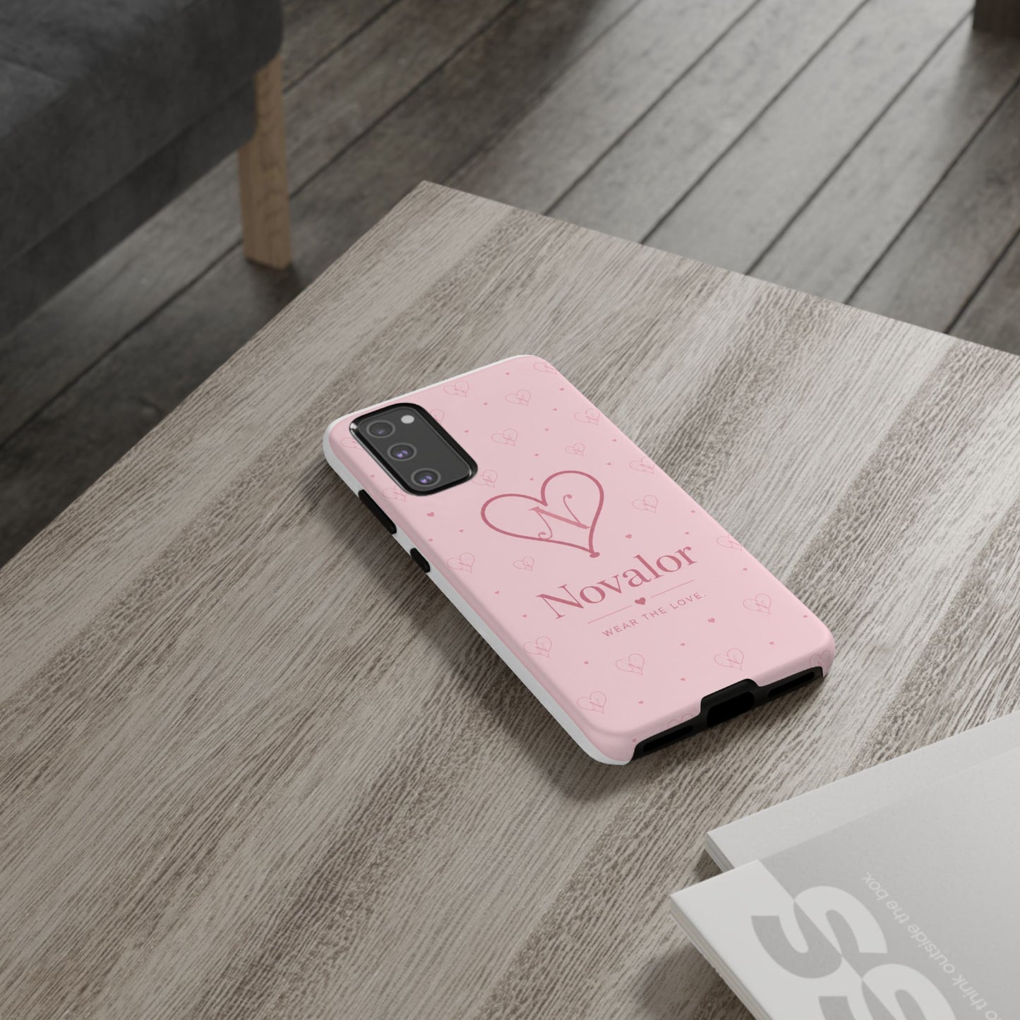Novalor Heart Logo Tough Phone Case — Pink Protective iPhone Cover, "Wear The Love"