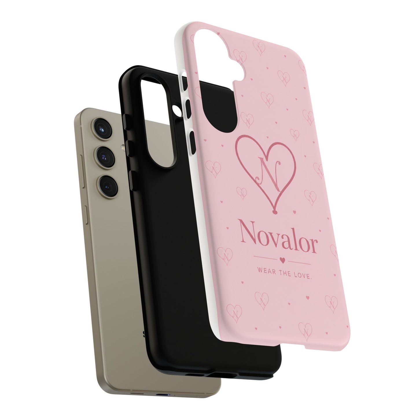 Novalor Heart Logo Tough Phone Case — Pink Protective iPhone Cover, "Wear The Love"
