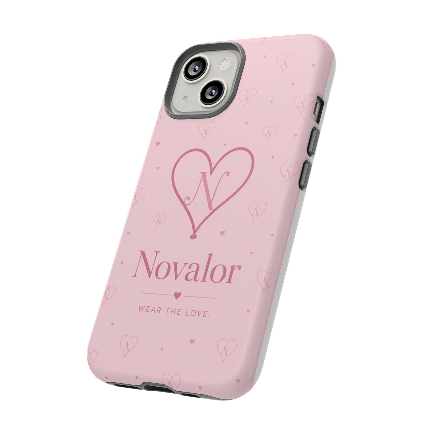 Novalor Heart Logo Tough Phone Case — Pink Protective iPhone Cover, "Wear The Love"