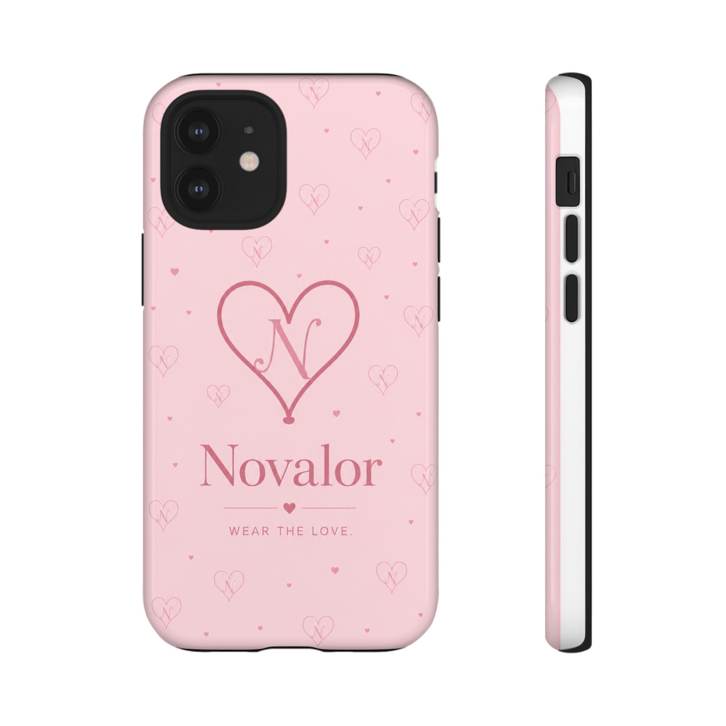 Novalor Heart Logo Tough Phone Case — Pink Protective iPhone Cover, "Wear The Love"