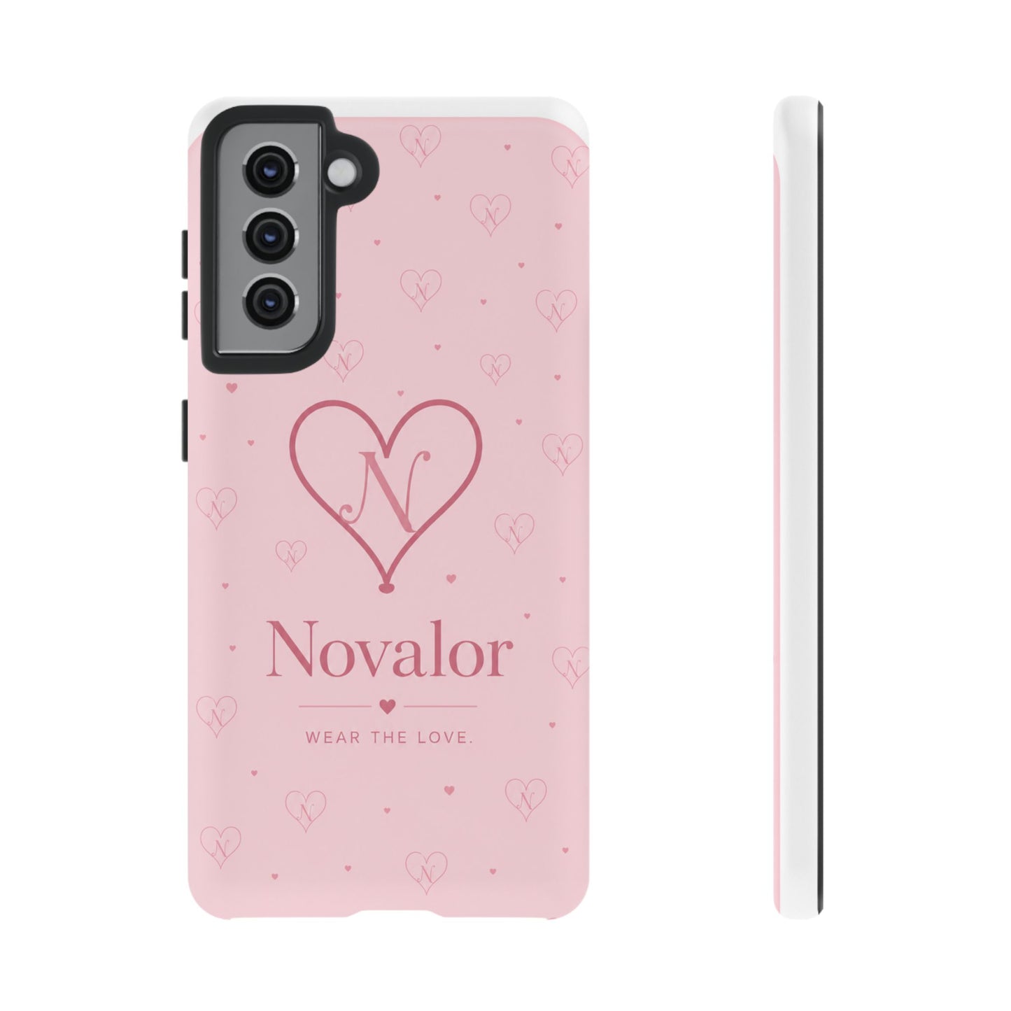 Novalor Heart Logo Tough Phone Case — Pink Protective iPhone Cover, "Wear The Love"
