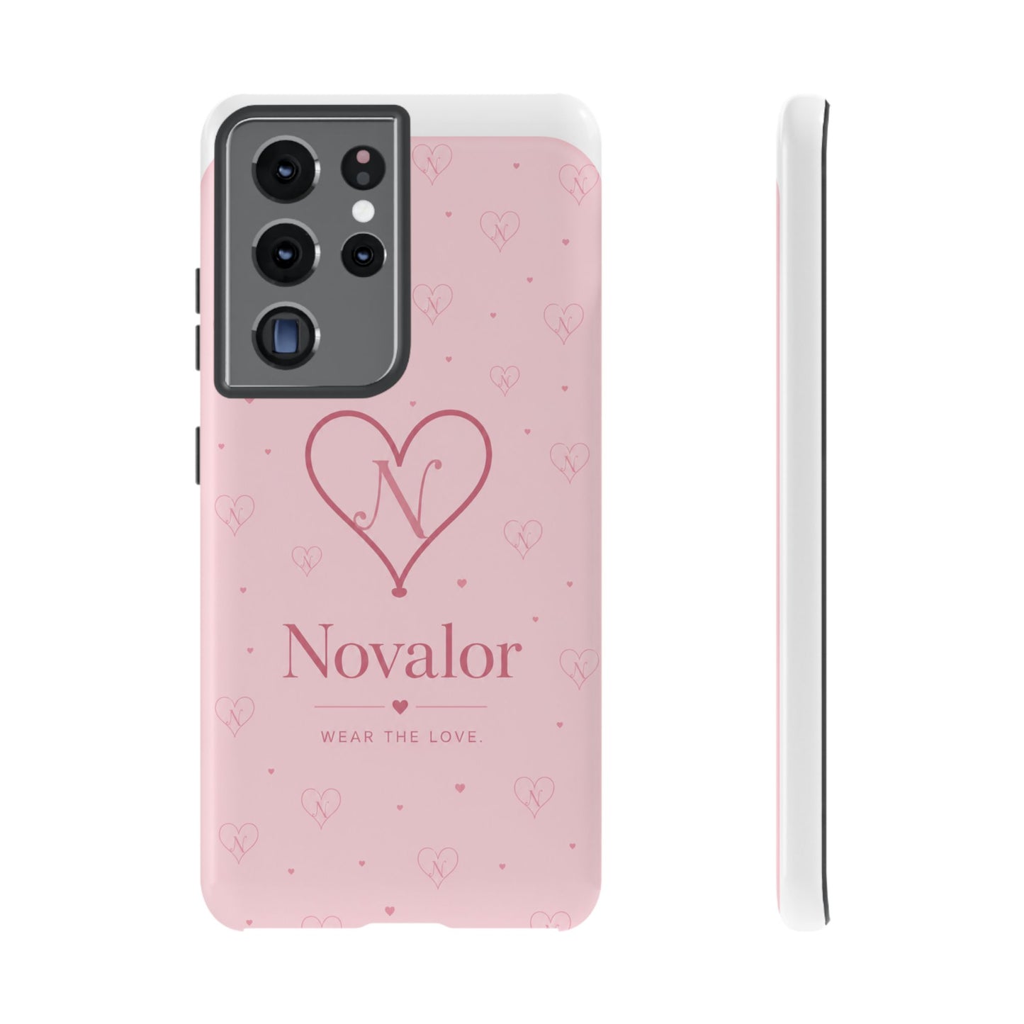 Novalor Heart Logo Tough Phone Case — Pink Protective iPhone Cover, "Wear The Love"